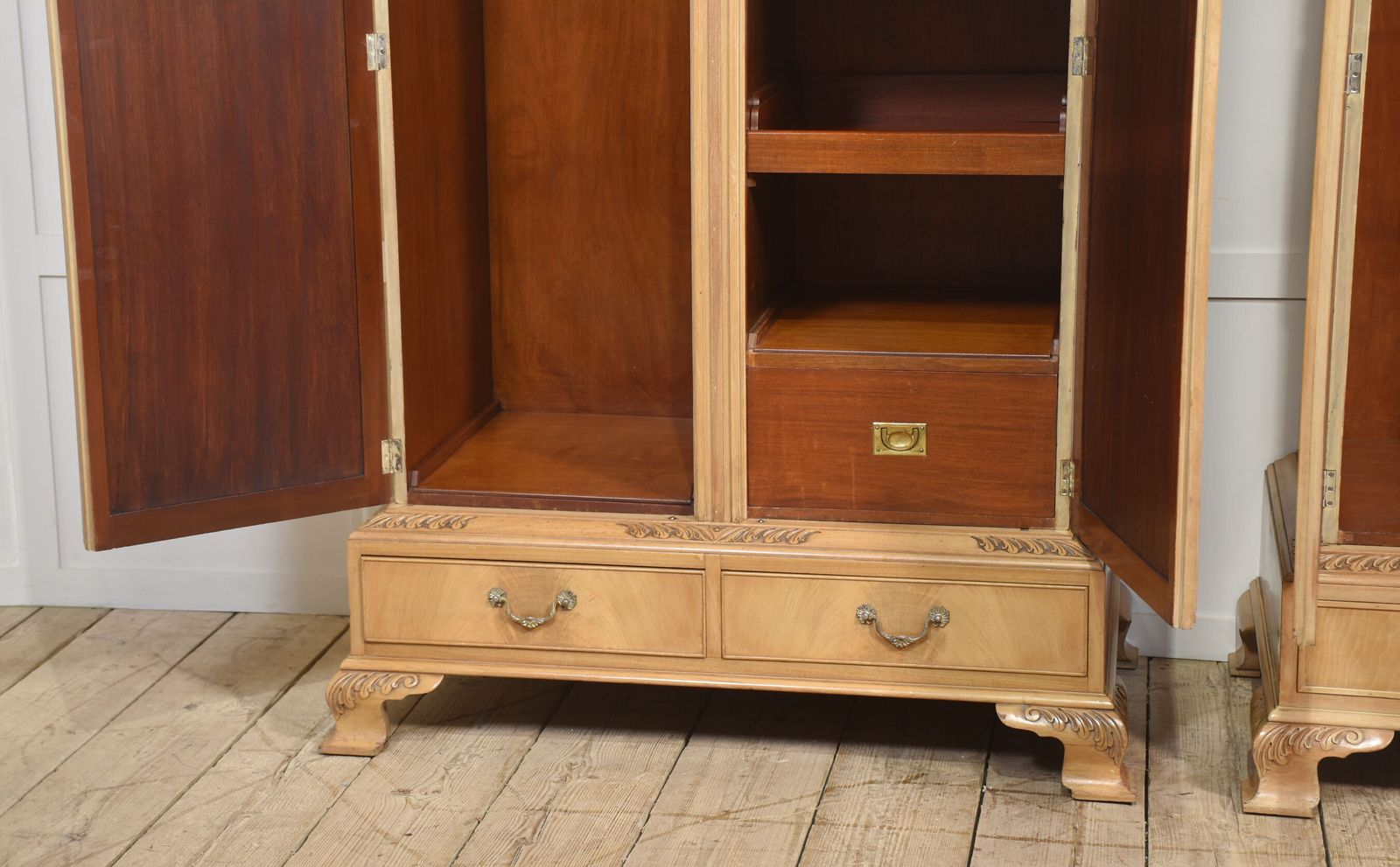 Near Pair Of Walnut Wardrobes photo vintage
