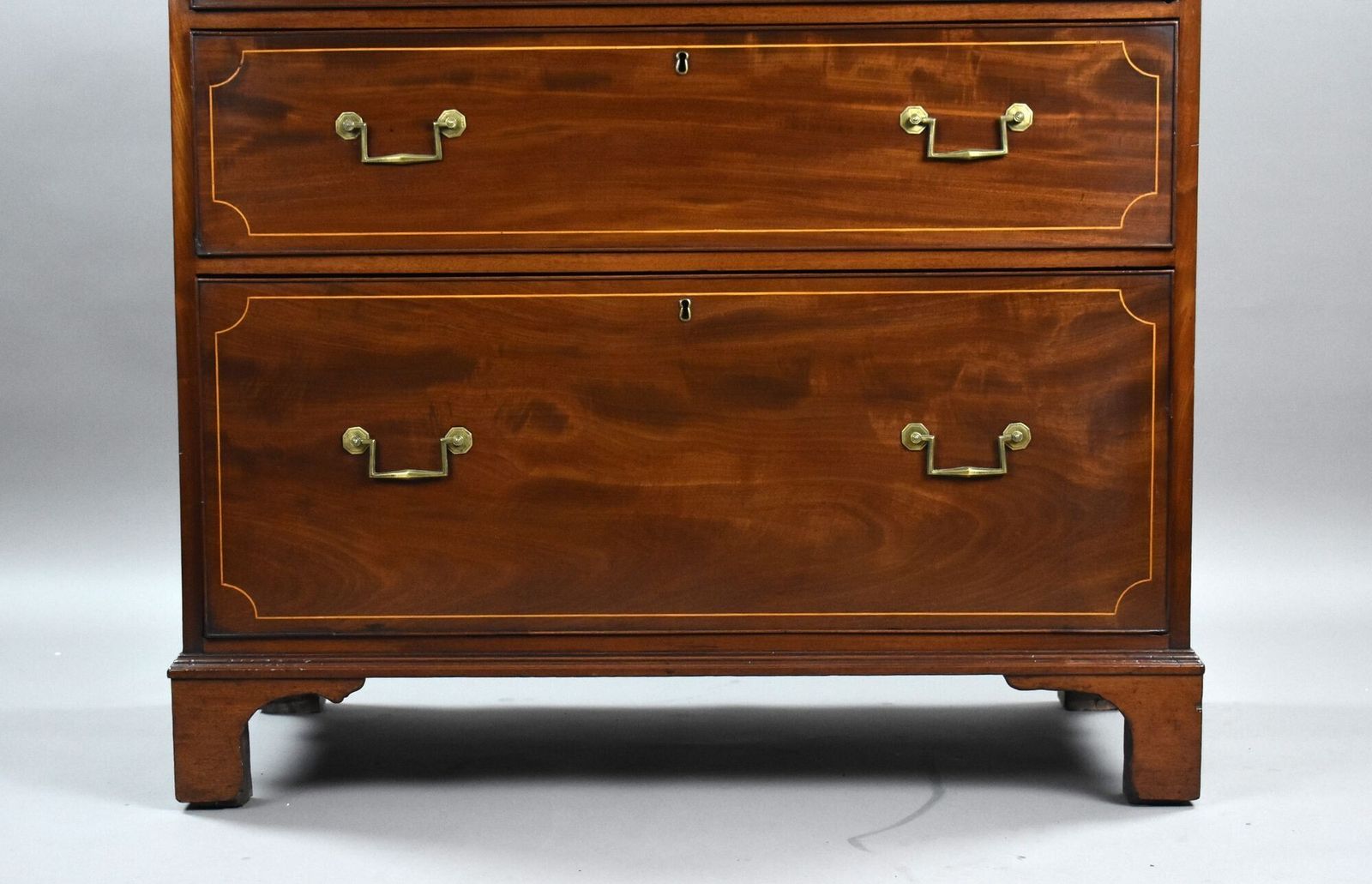 Regency Mahogany Inlaid Chest Of Drawers photo vintage