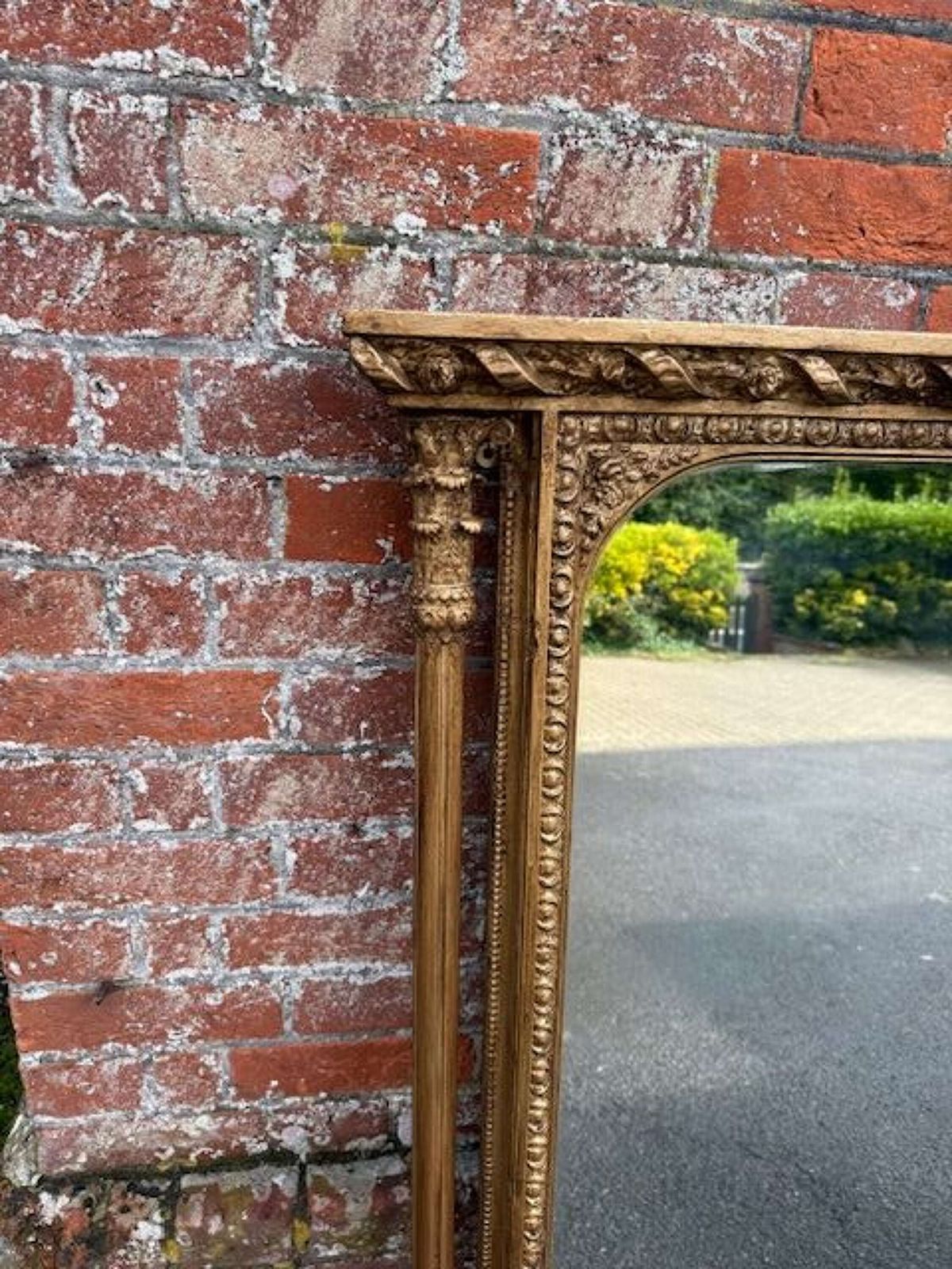 A Stunning Large Antique English 19th C Gilt Rope Twist Frame Overmantle Mirror. photo furniture