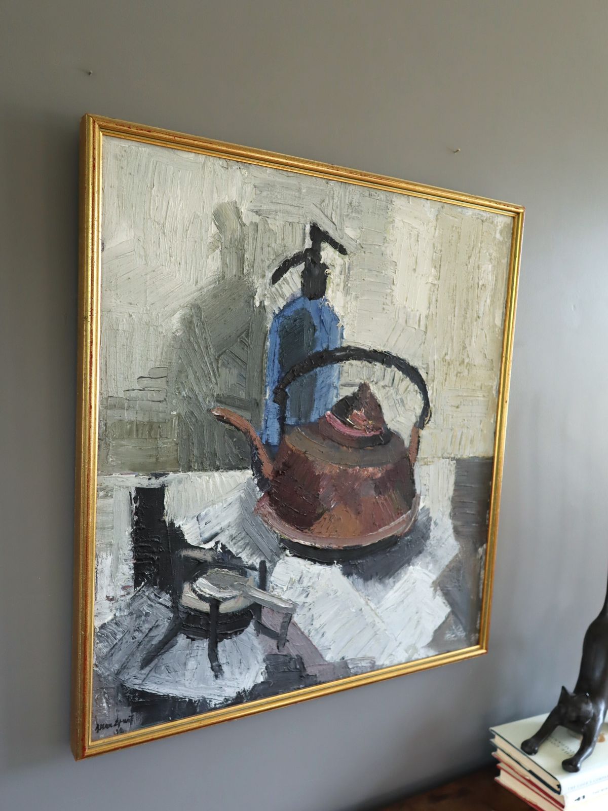 The Kettle Oil Painting, Mid 20th Century photo for sale