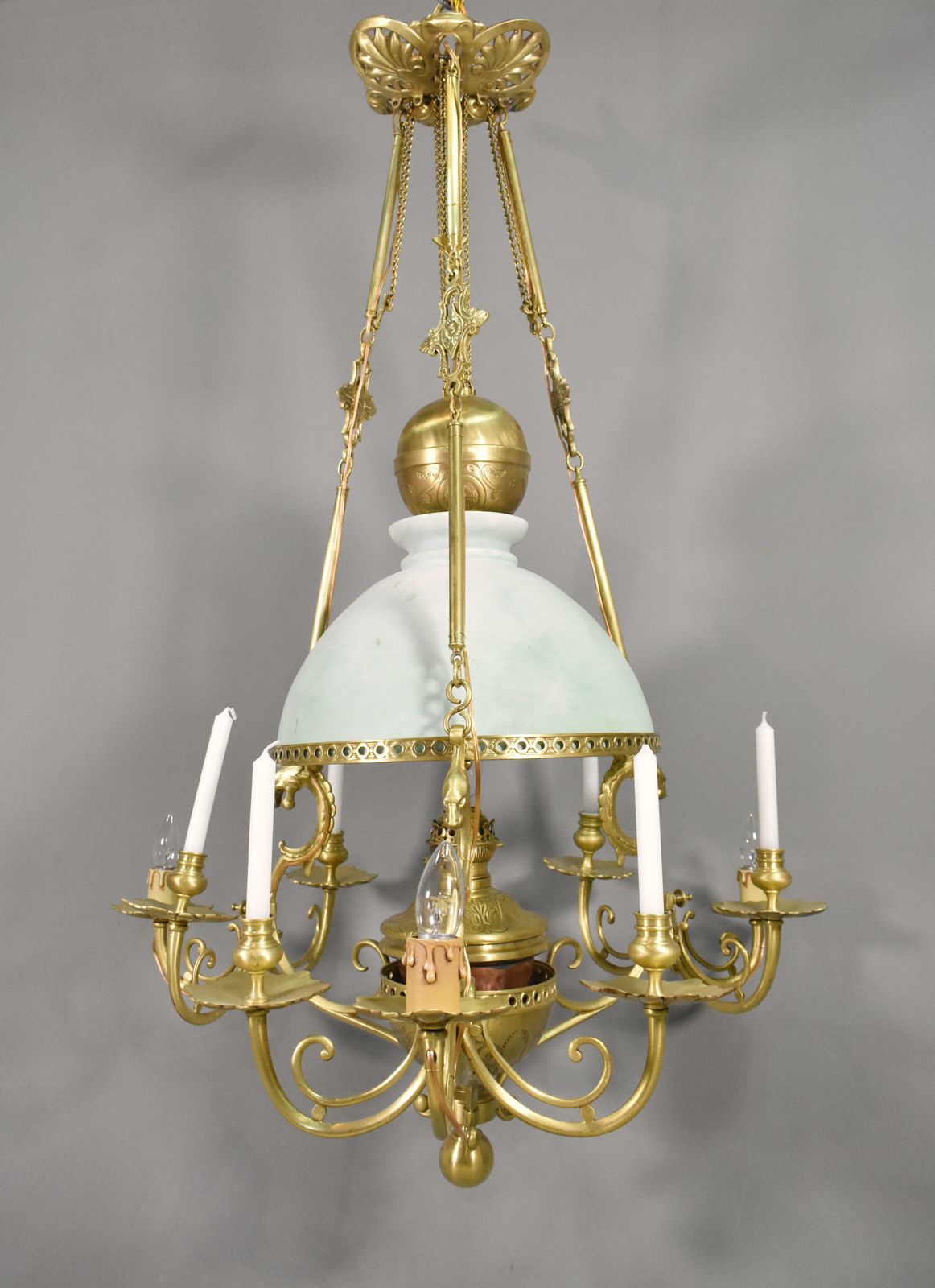 Very Large French Chandelier In Bronze & Opaline Napoleon III Period photo furniture