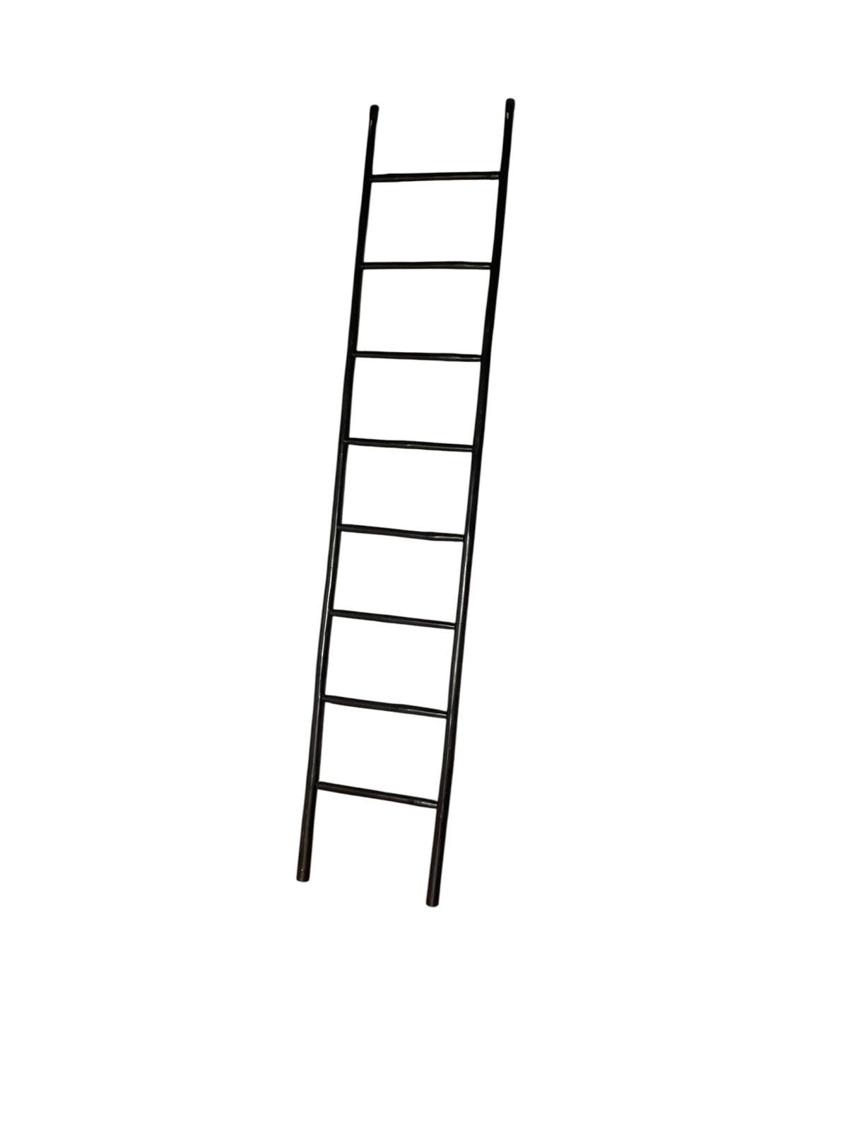 A Rustic Ebonised 8 Rung Bamboo Style Ladder, Towel Rale Or Display Rack photo buy