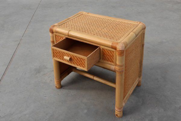 Italian Bamboo And Wicker Chest Of Drawers Or Nightstand, 1970s photo buy