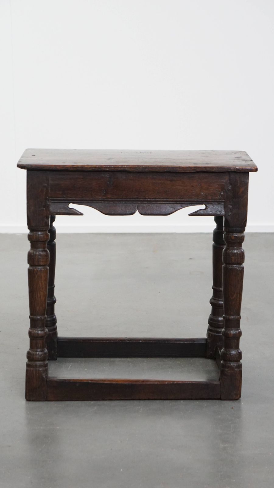 Charming And Versatile Signed Antique English Oak Joint Stool/Side Table From The 17th Century photo furniture