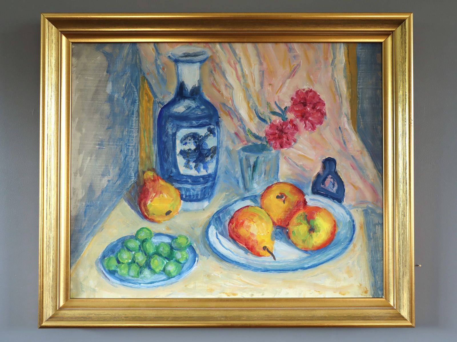 Fruit & Vase On A Table  Oil Painting