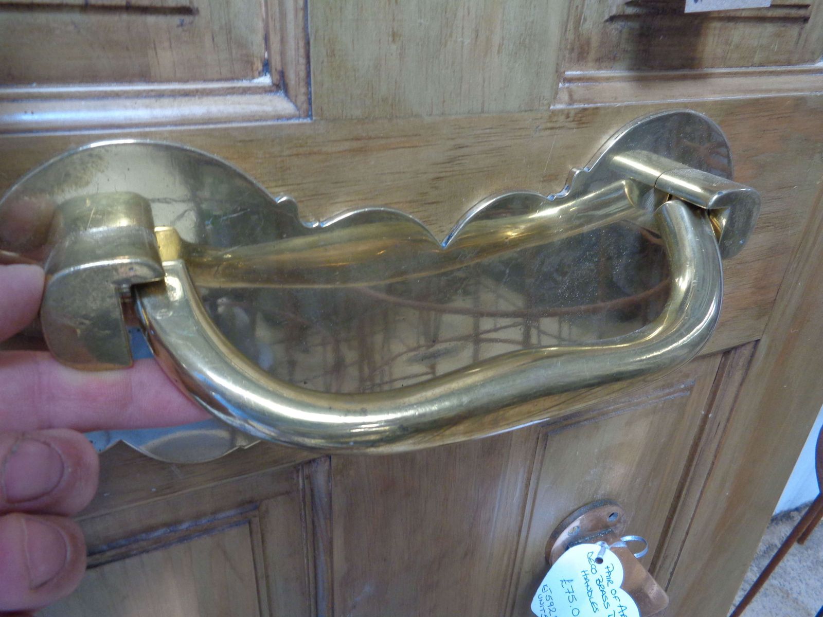 Antique Heavy Brass Door Handle / Knocker photo for sale