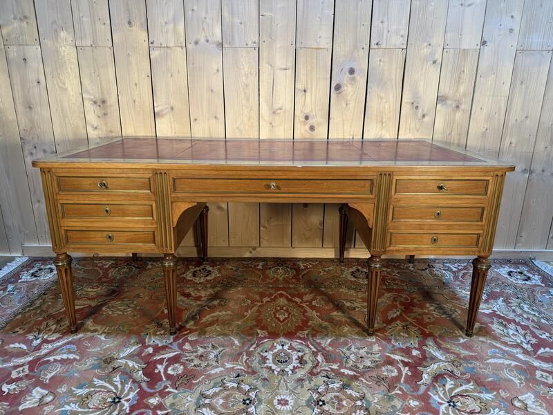 Bureau Plat Double De Style Louis XVI En Acajou à 8 Pieds photo vinterior
