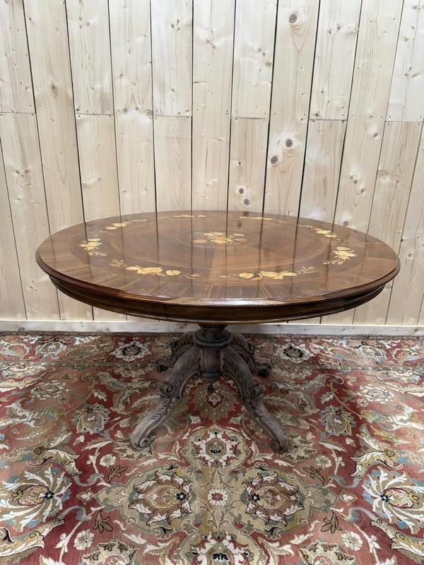 Table à Manger   Guéridon Basculant En Marqueterie De Style Napoléon III