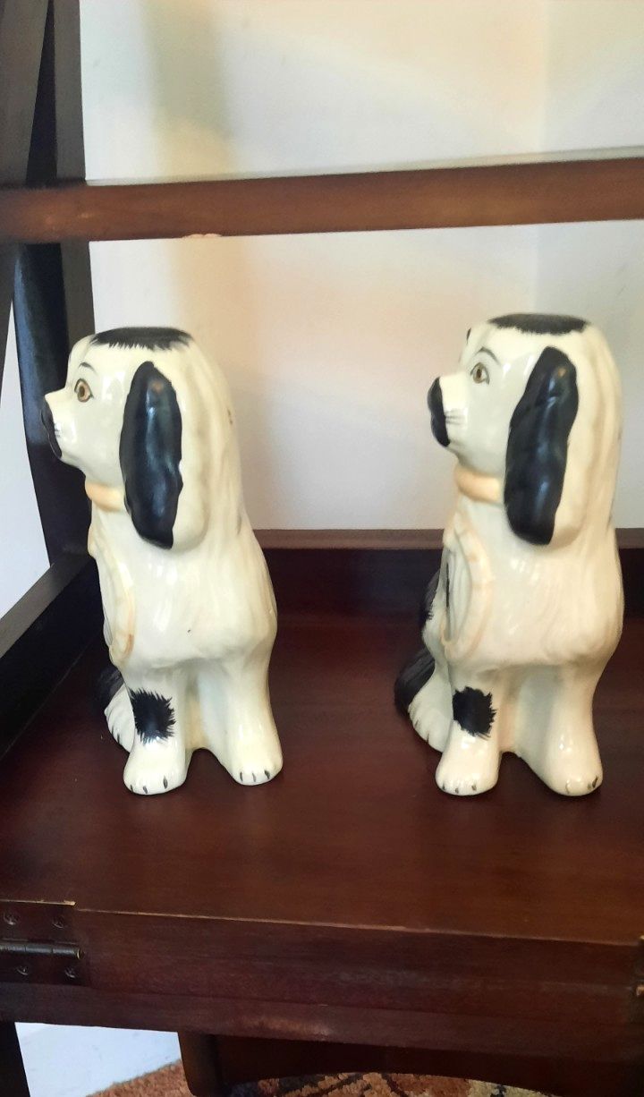 Two Vintage Staffordshire Spaniels Wally Dogs Dogs photo furniture