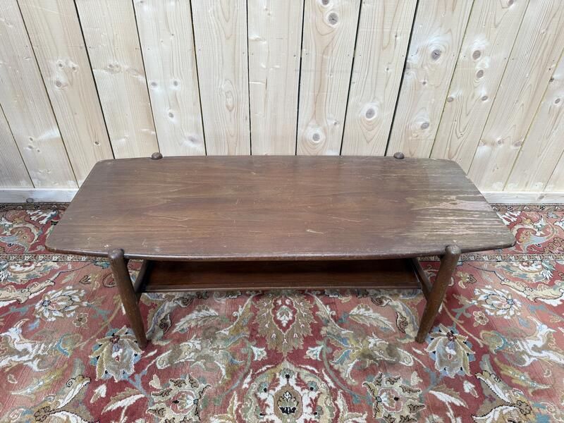 Table Basse Scandinave En Acajou à Double Plateau photo 580.0
