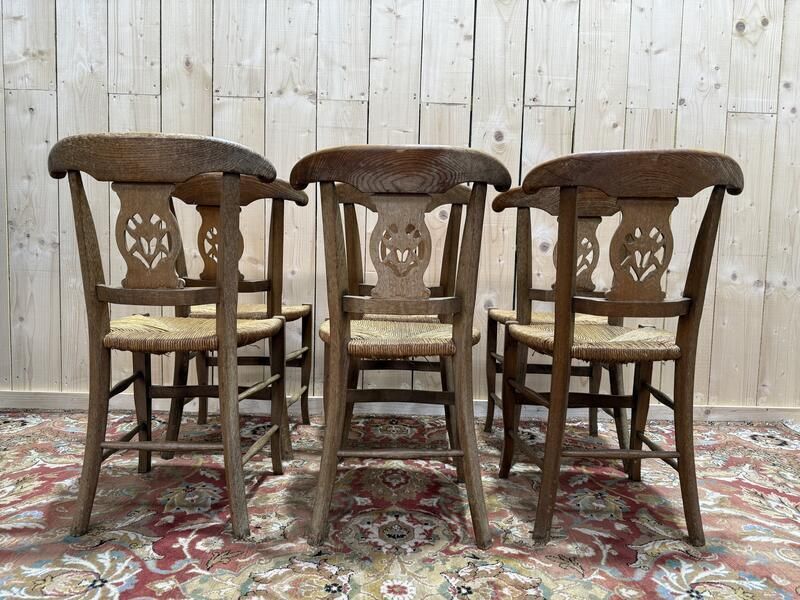 photo furniture Suite De 6 Chaises Paillées Provençales En Chêne Massif.