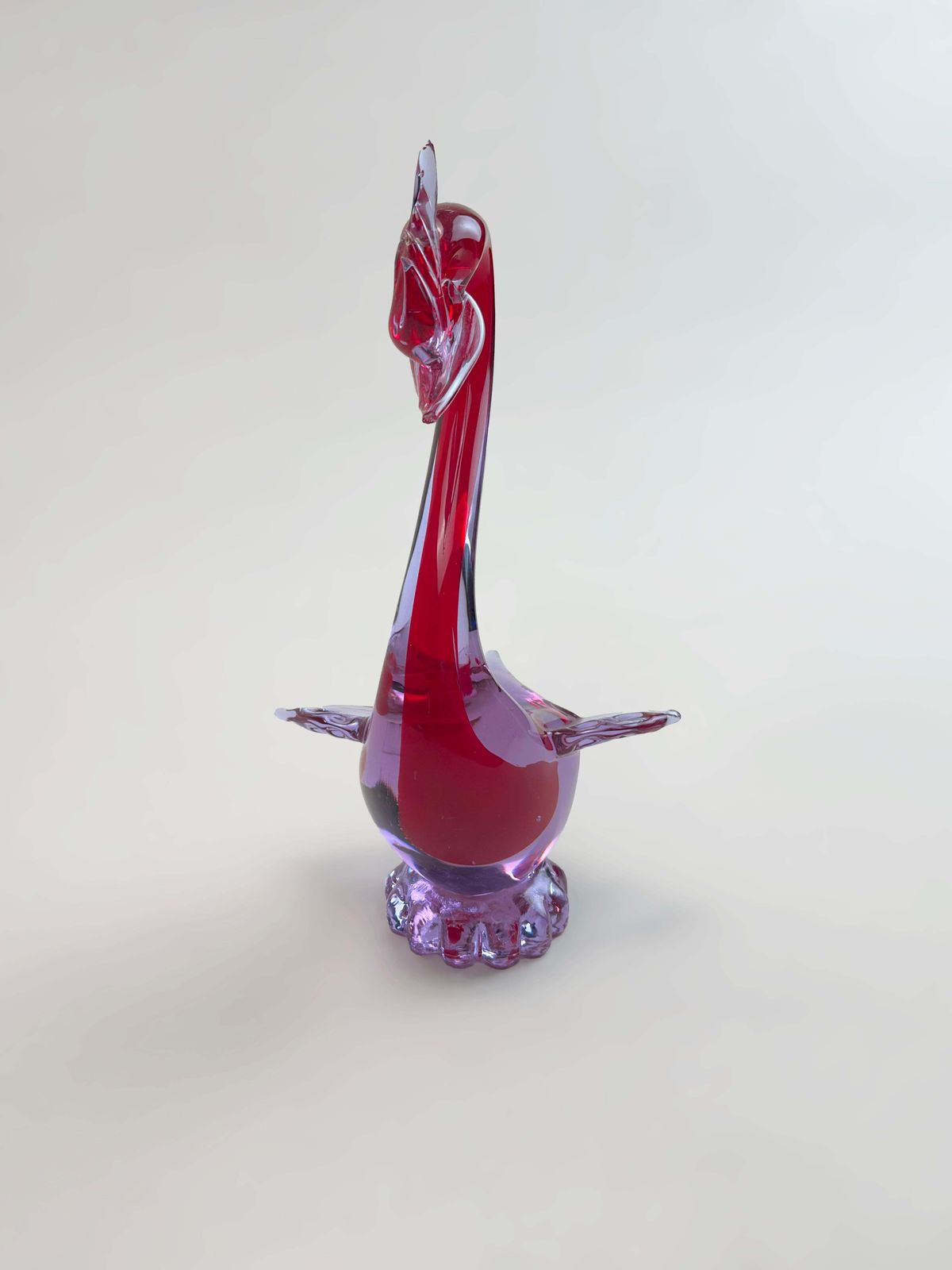 Murano Neodymium And Red Sommerso Glass Duck Sculpture, Italy, 1970s photo 350.0