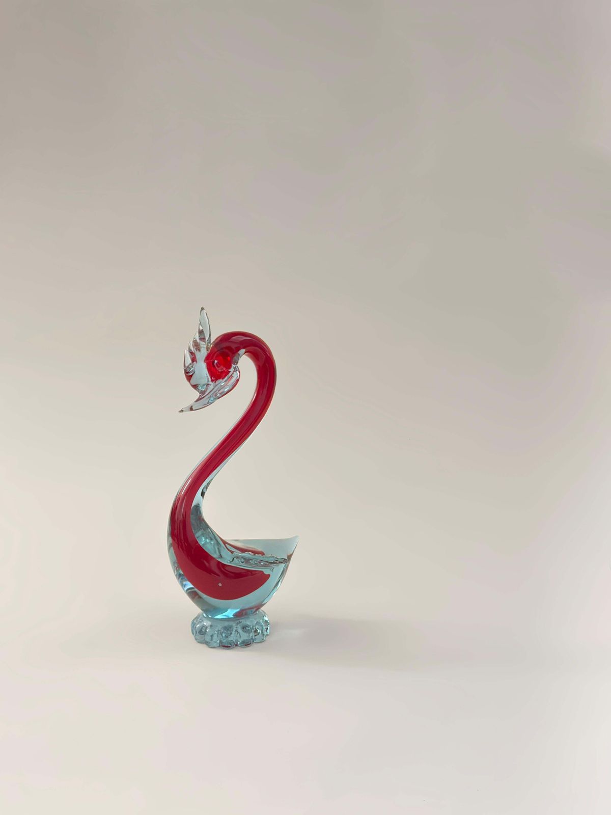 photo furniture Murano Neodymium And Red Sommerso Glass Duck Sculpture, Italy, 1970s