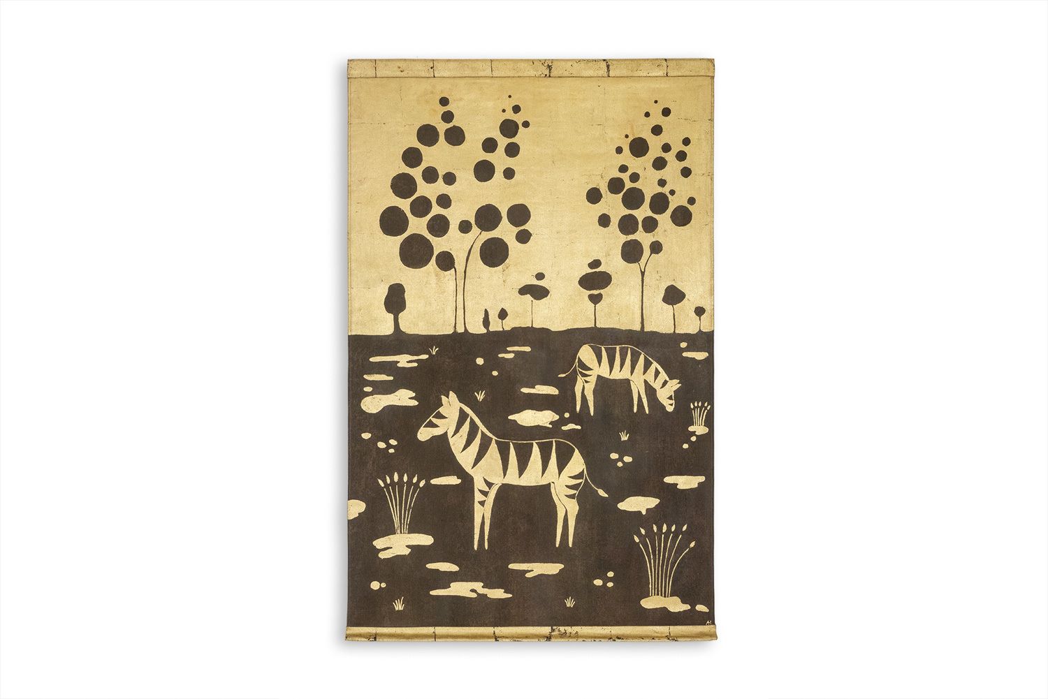 Painted Canvas Decorated With Zebras. Contemporary Artist’s Work
