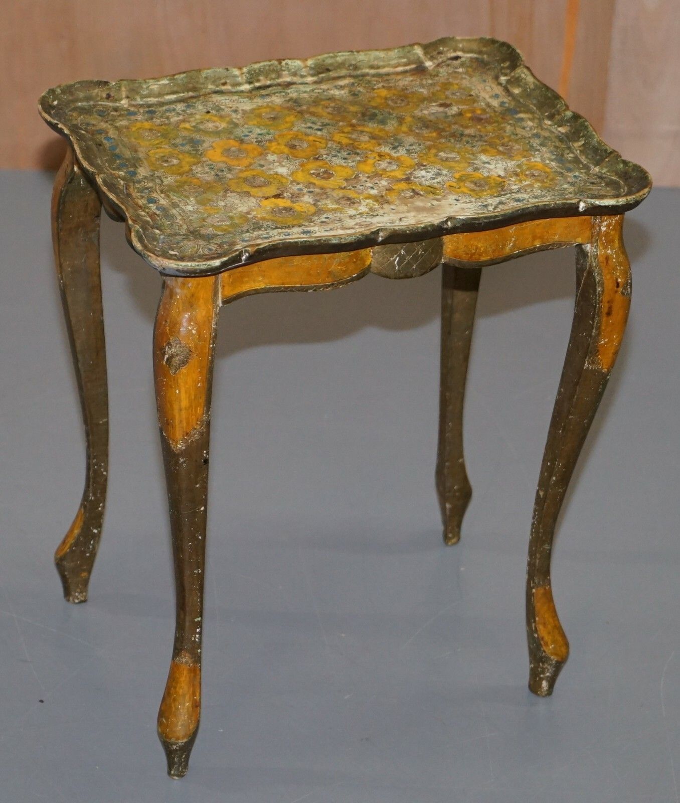 Nest Of Three G Serraglini Firenze Tables Made In Italy Hand Painted Distressed photo buy