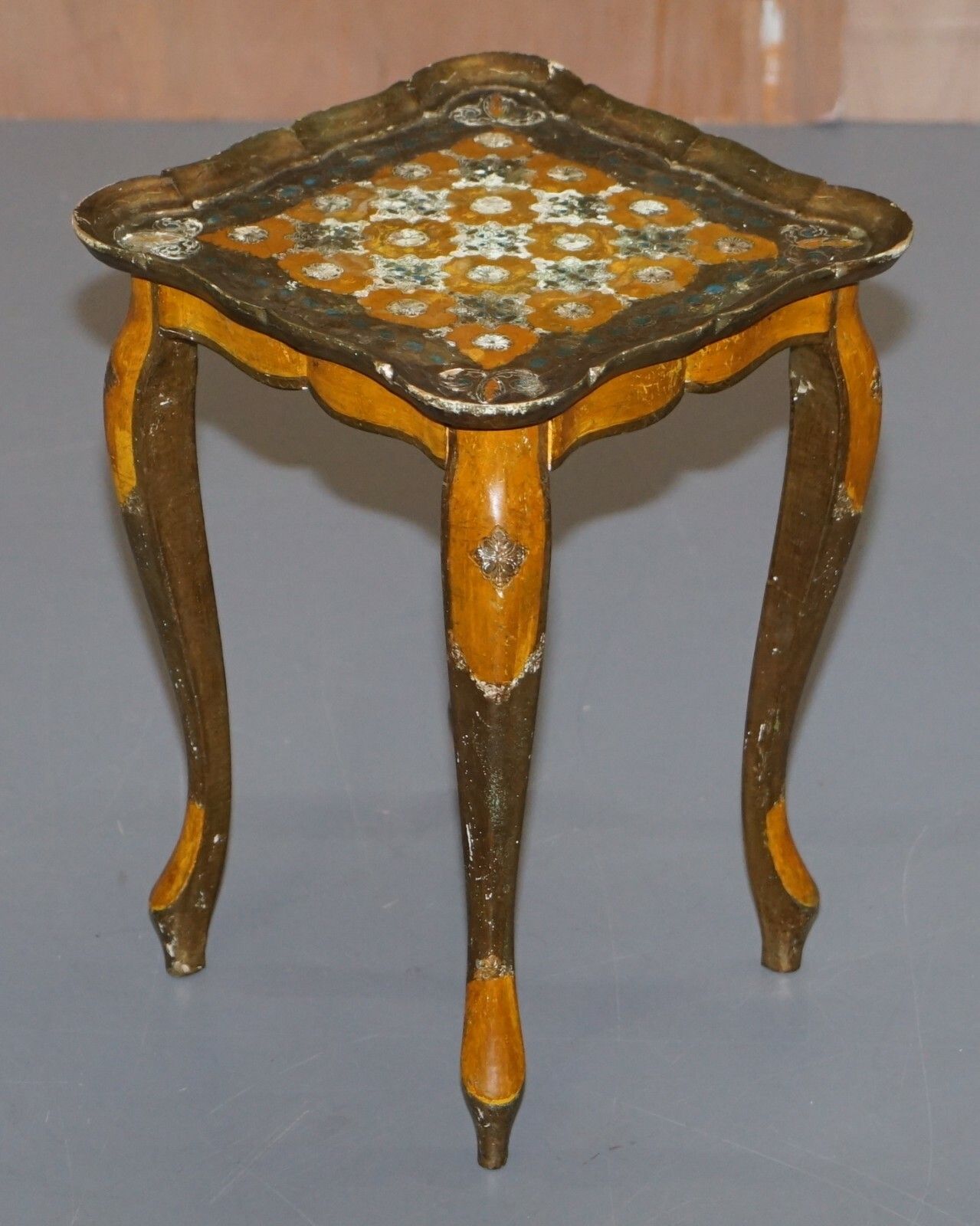 photo for sale Nest Of Three G Serraglini Firenze Tables Made In Italy Hand Painted Distressed