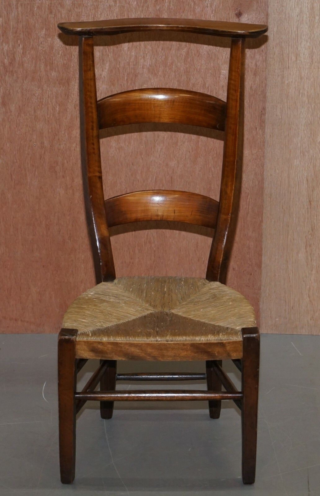 600.0 Pair Of Circa 1840 Hand Carved Prie Dieu High Back Prayer Chairs Original Bases photo