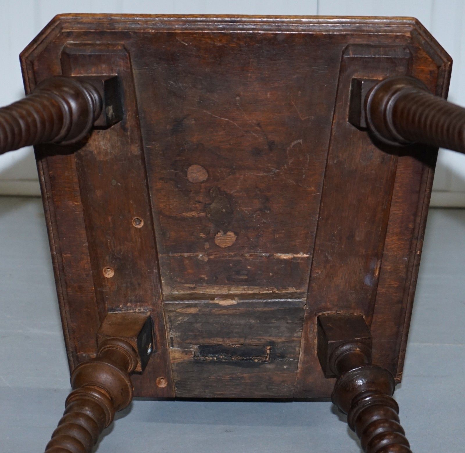 Furniture Black Forest Carve Oak Bobbin Hall Chair Depicting Two Friends Hugging Scrooge photo