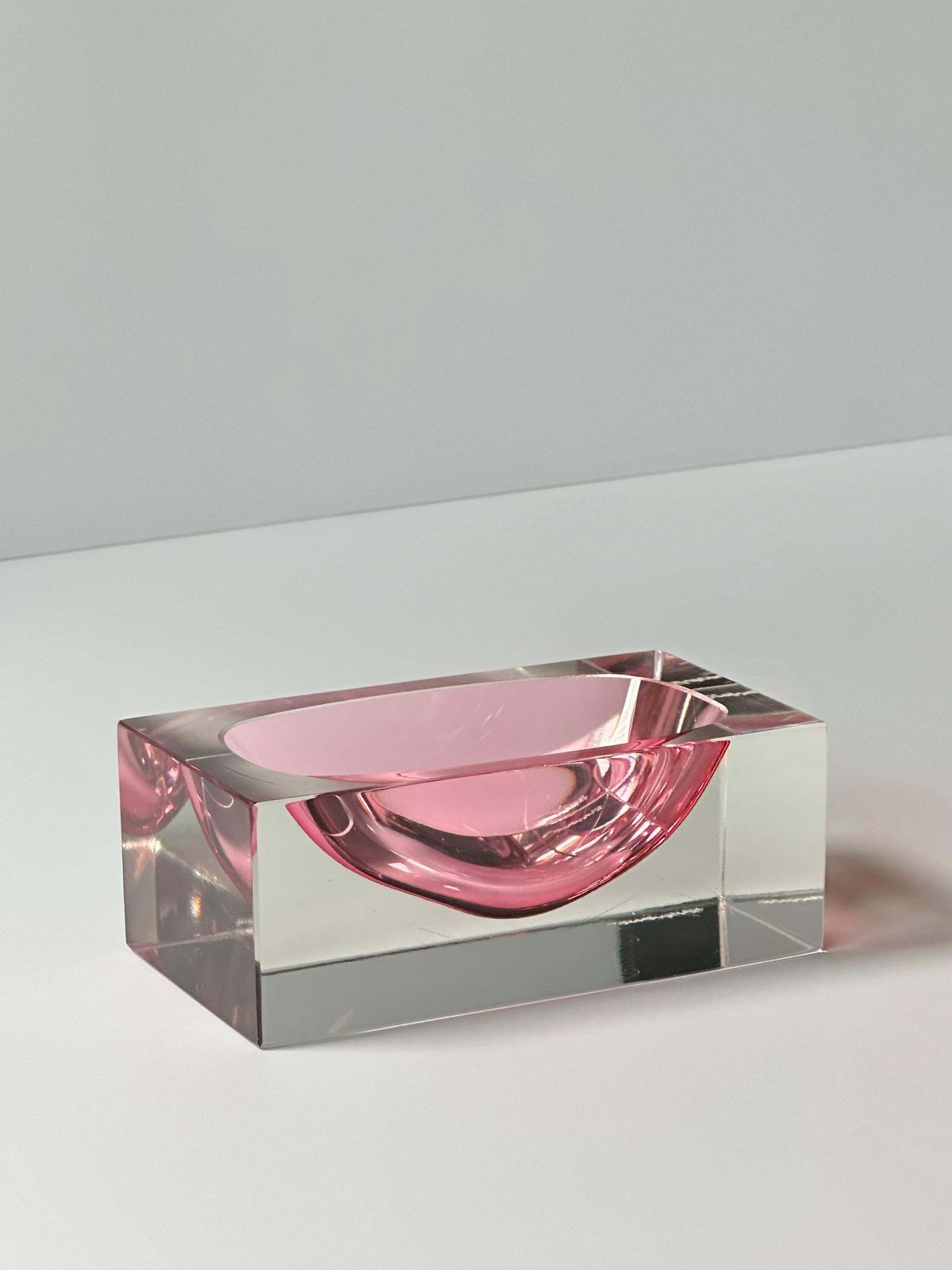 1980s Murano Pink Sommerso Glass Faceted Bowl, Mandruzzato, Italy photo for sale