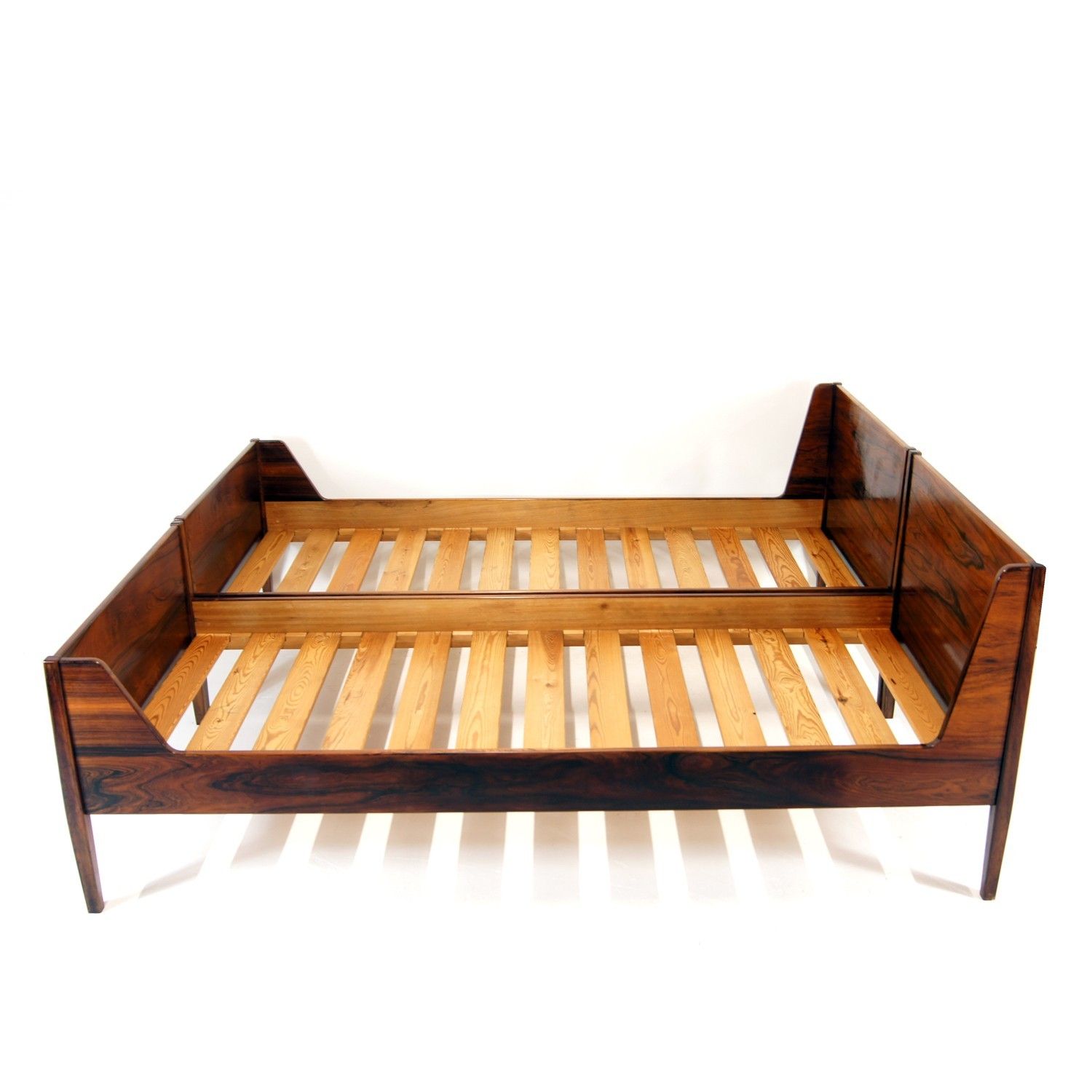 1 Of 2 Retro Vintage Danish Double King Size Twin Daybed Bed Frame Rosewood 60s