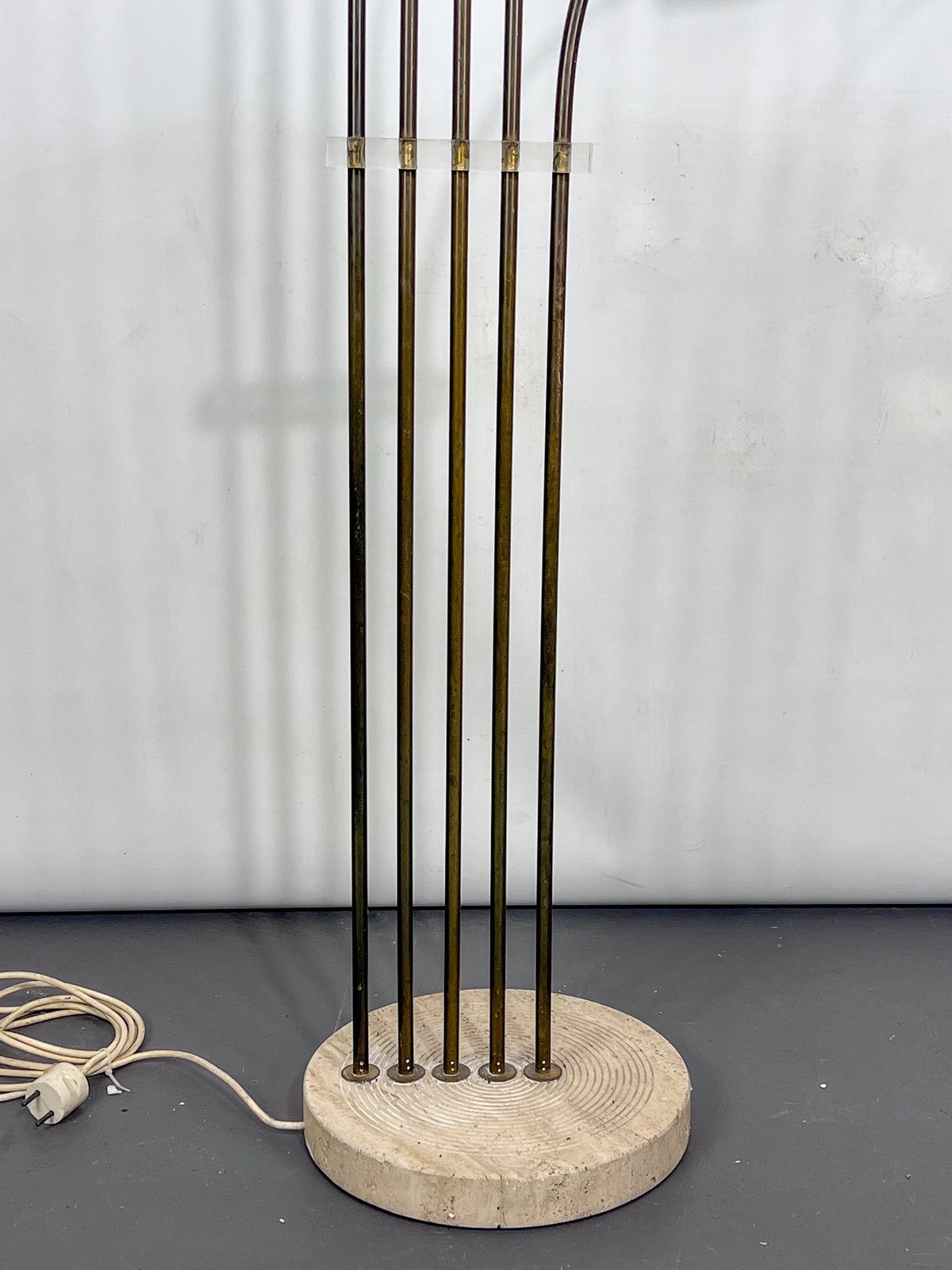 Goffredo Reggiani Attributed. Floor Lamp In Brass And Travertine. Italy 1960s photo Lighting