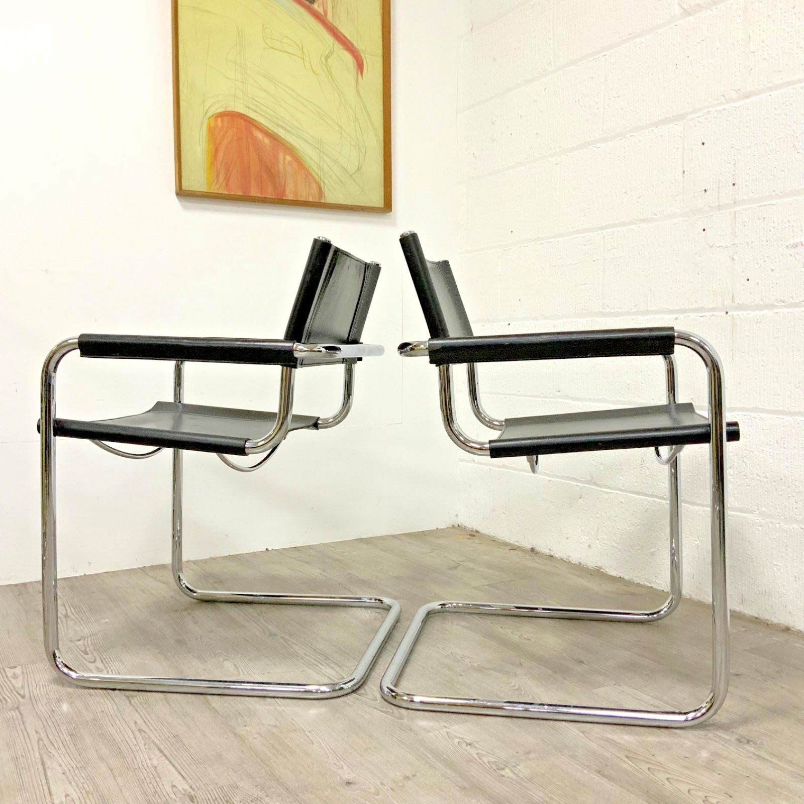 A Pair Of Original Fasem S34 Mart Stam Marcel Breuer Dining Office Chair  Dated 1986 photo vinterior