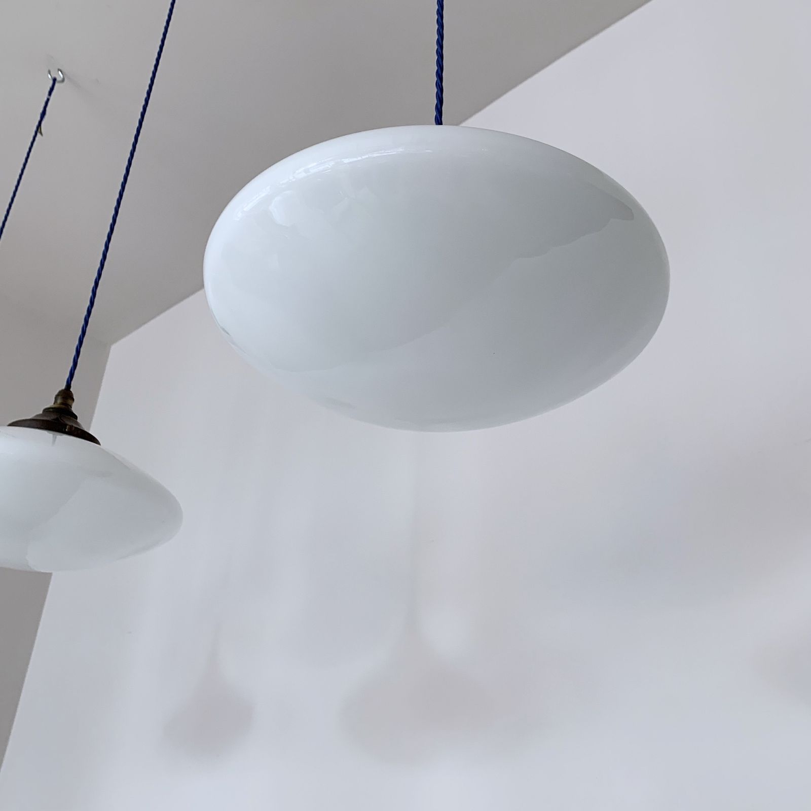 Contemporary White Glass Ellipse Shades photo Lighting