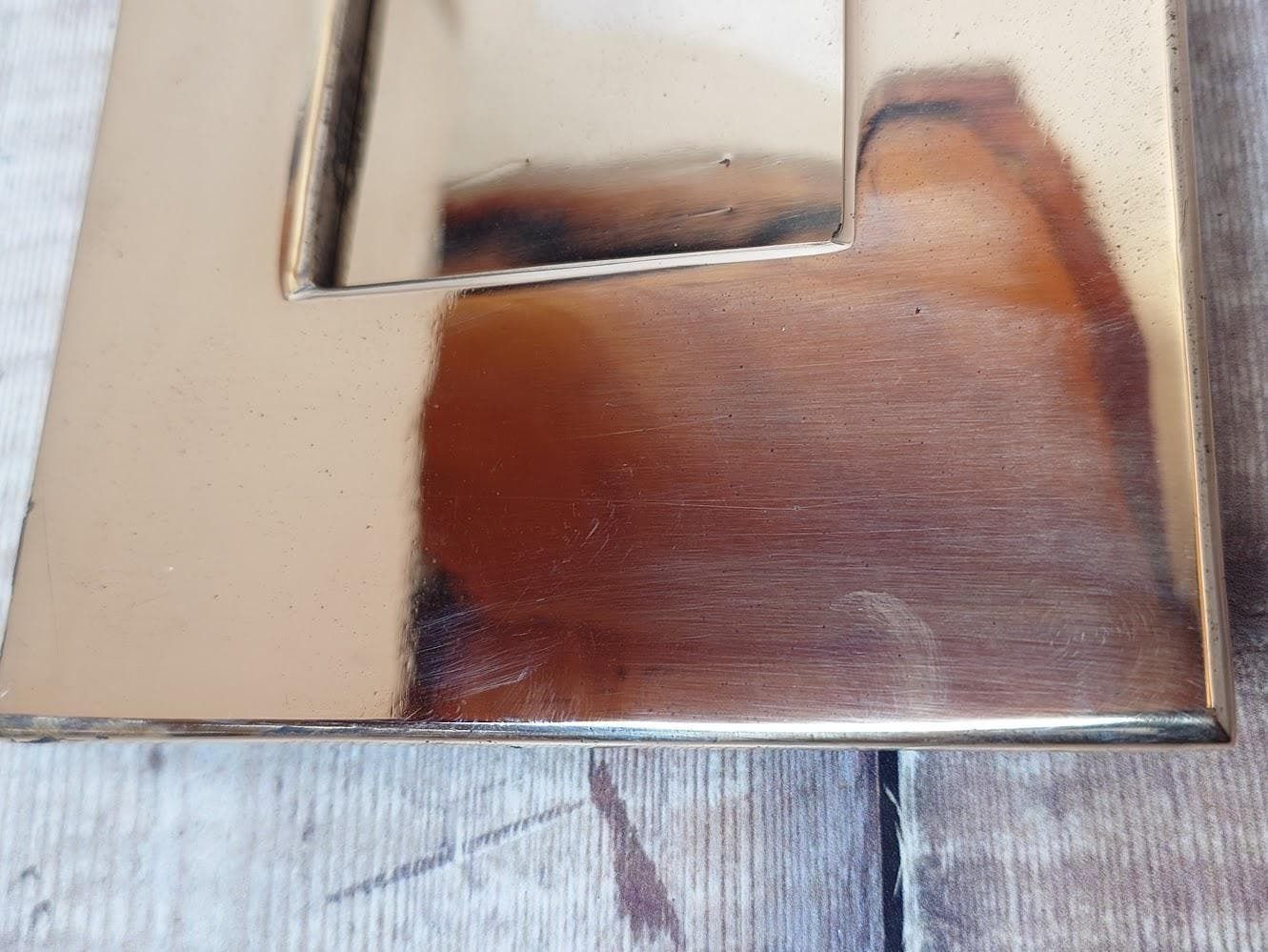 photo for sale Very Large Polished Brass Door Letter Box Slot, Heavy Rose Brass Door Mail Slot