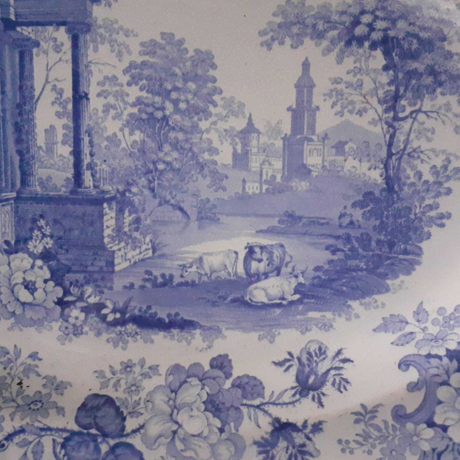 Early Victorian Blue And White Platter   John Rogers & Sons   "Athens" Pattern C1830 photo for sale