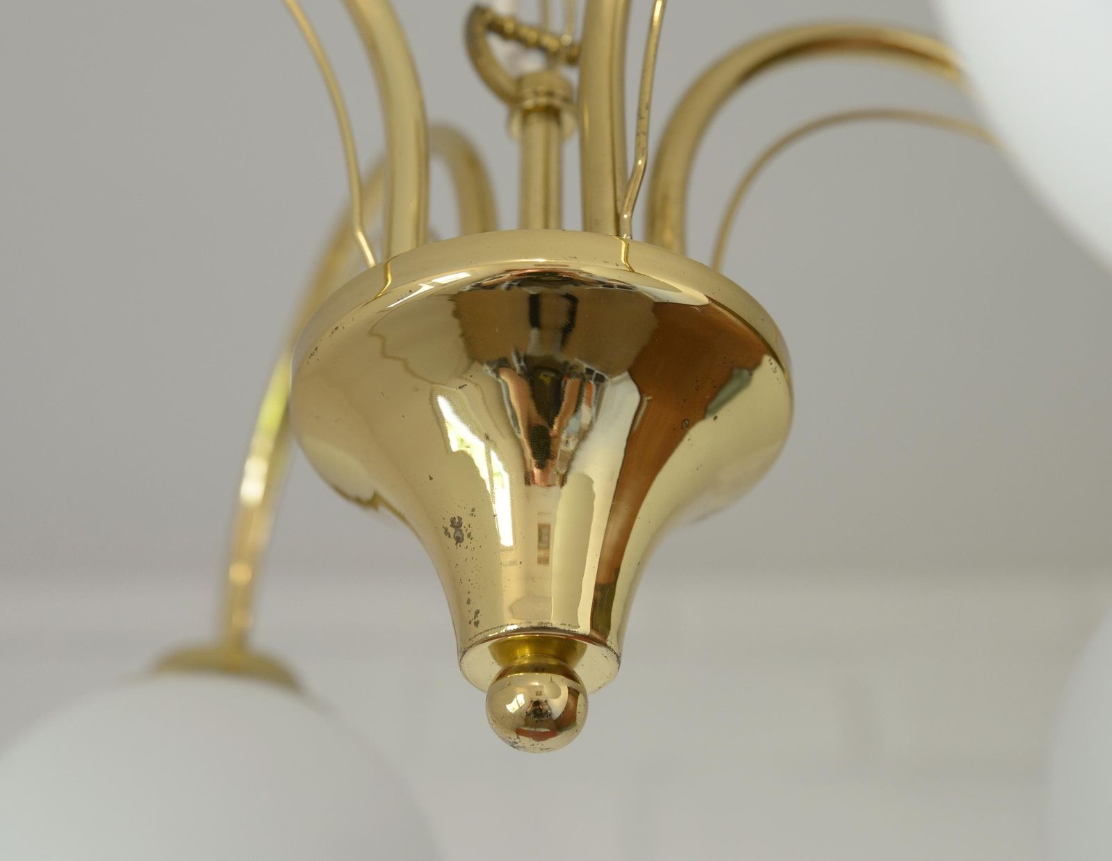 Elegant Gold Vintage Chandelier Mid Century Hollywood Regency Hanging Lamp photo vintage