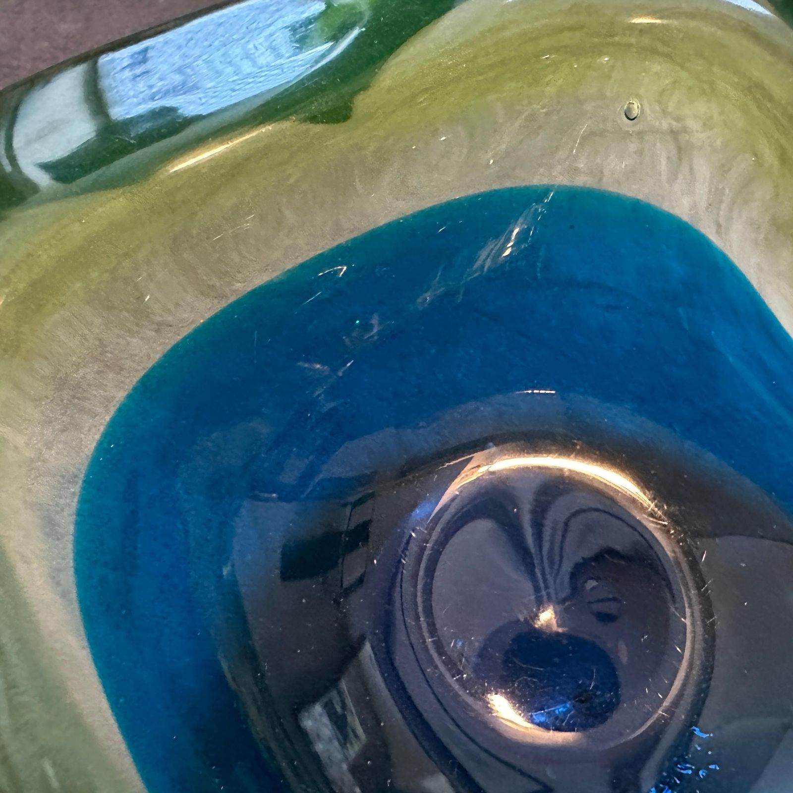 1970s Modern Blue And Green Lime Sommerso Murano Glass Ashtray By Seguso photo Home Decor