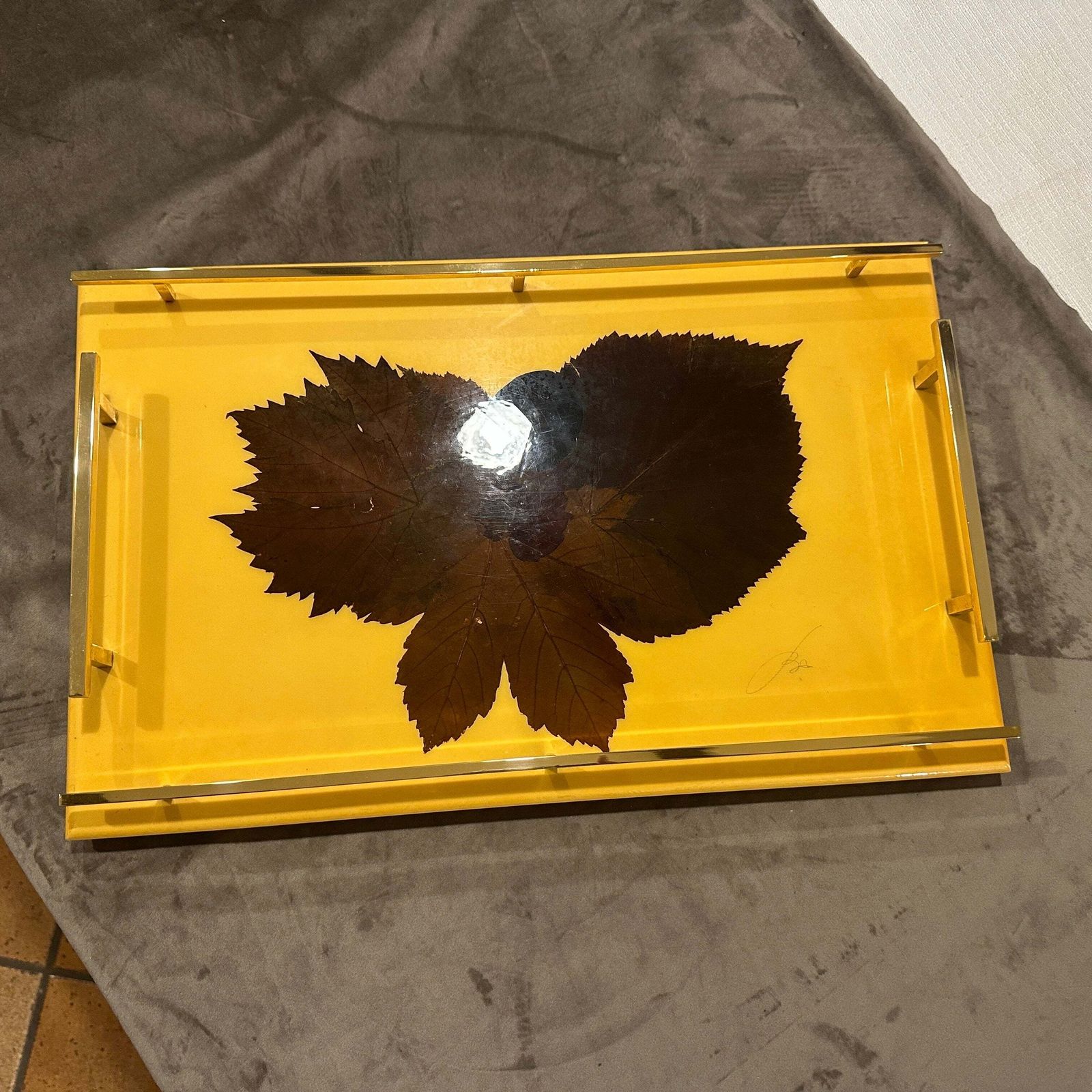 1960s Mid Century Modern Lacquered Wood And Brass Italian Serving Tray photo furniture