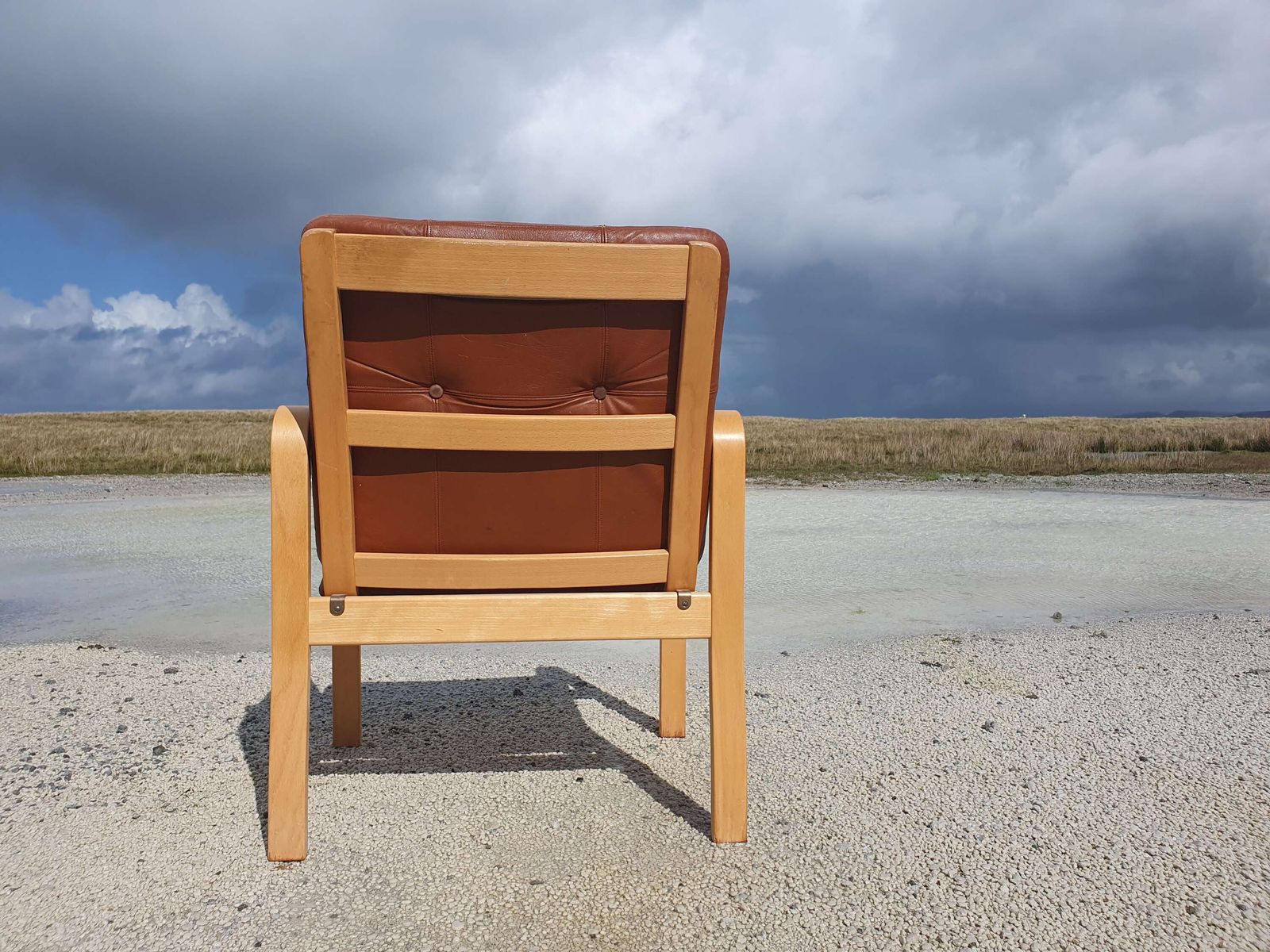 Yngve Ekstrom For Skandi Form, Sweden. A Bentwood Armchair With Leather Upholstered Pads. photo Furniture
