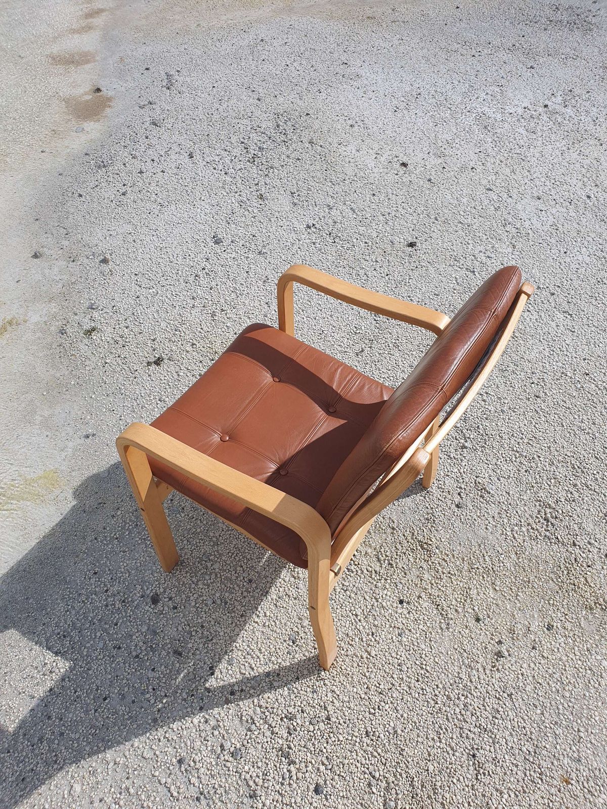 Yngve Ekstrom For Skandi Form, Sweden. A Bentwood Armchair With Leather Upholstered Pads. photo vintage