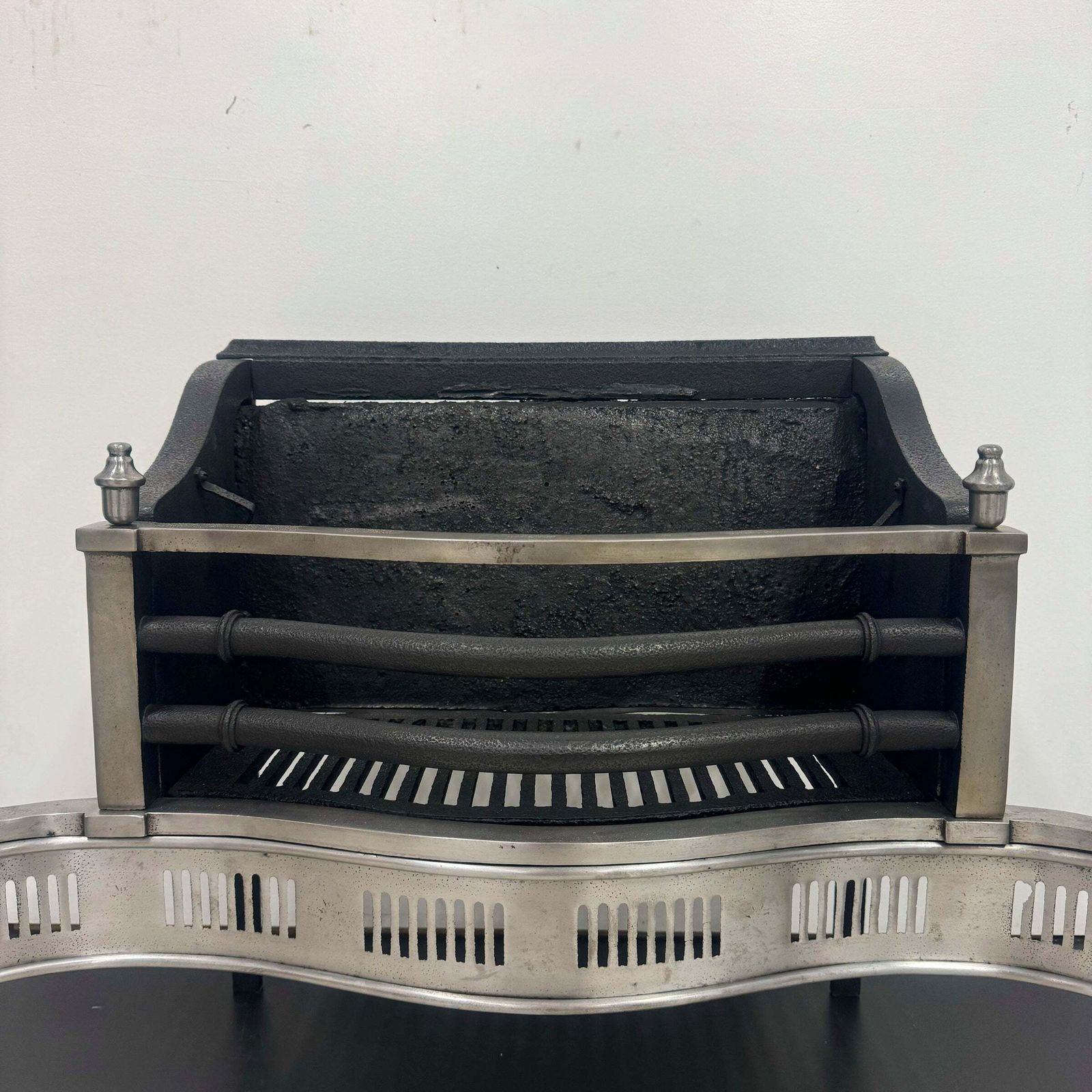 Neoclassical Cast Iron And Polished Steel Firebasket photo for sale