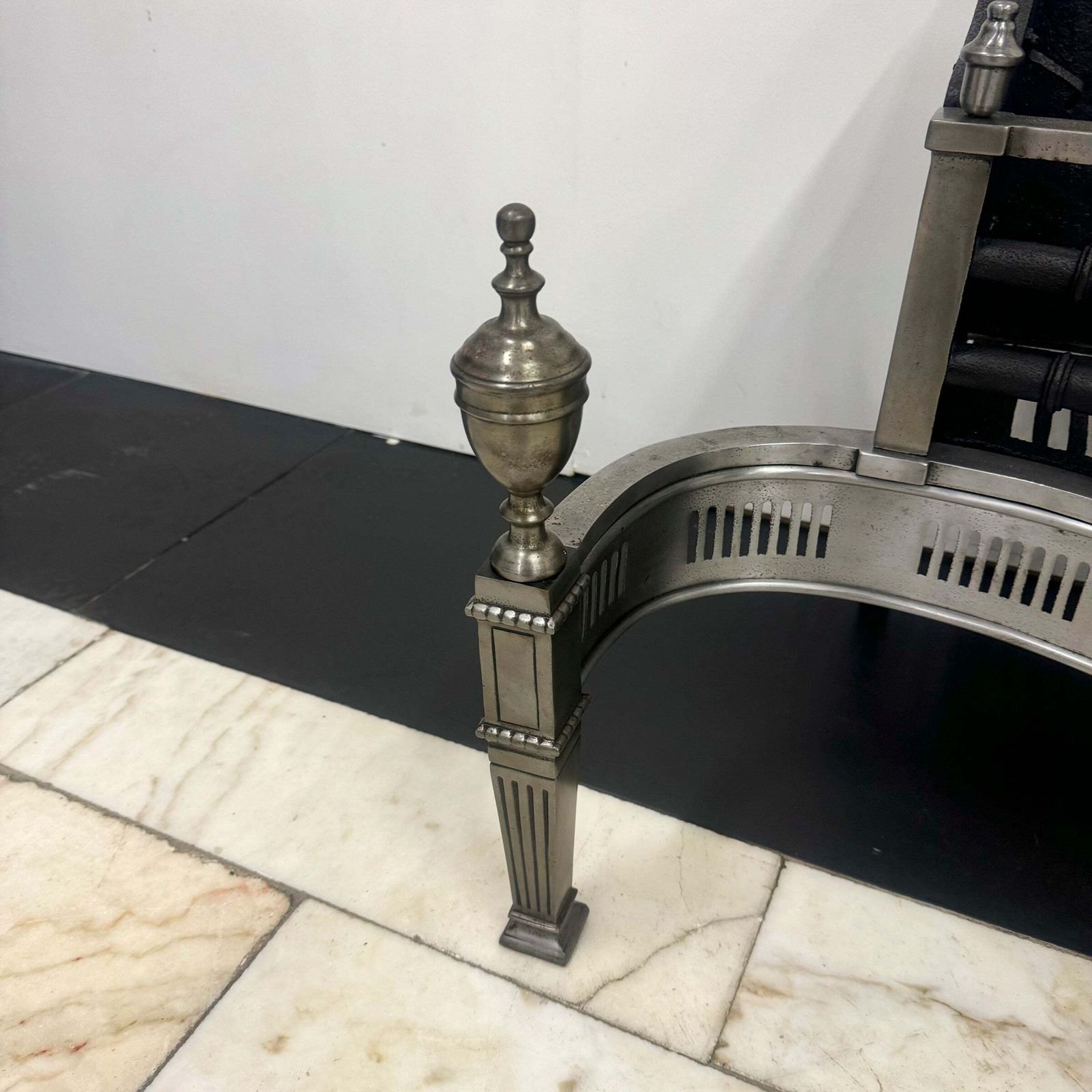 Neoclassical Cast Iron And Polished Steel Firebasket photo 1950.0