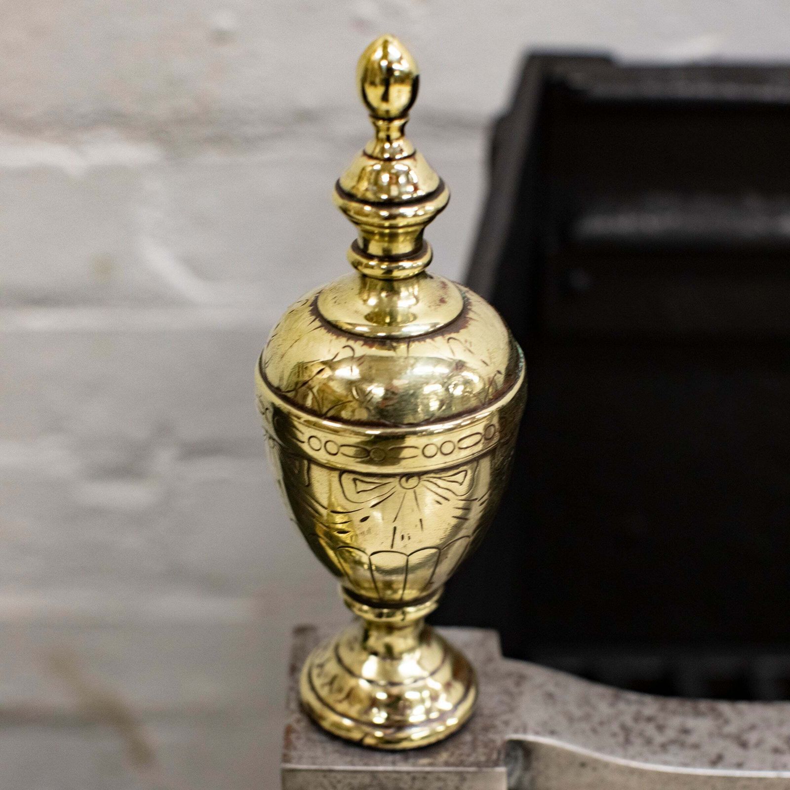 Reclaimed Polished Steel And Brass Cast Iron Fire Basket photo vinterior