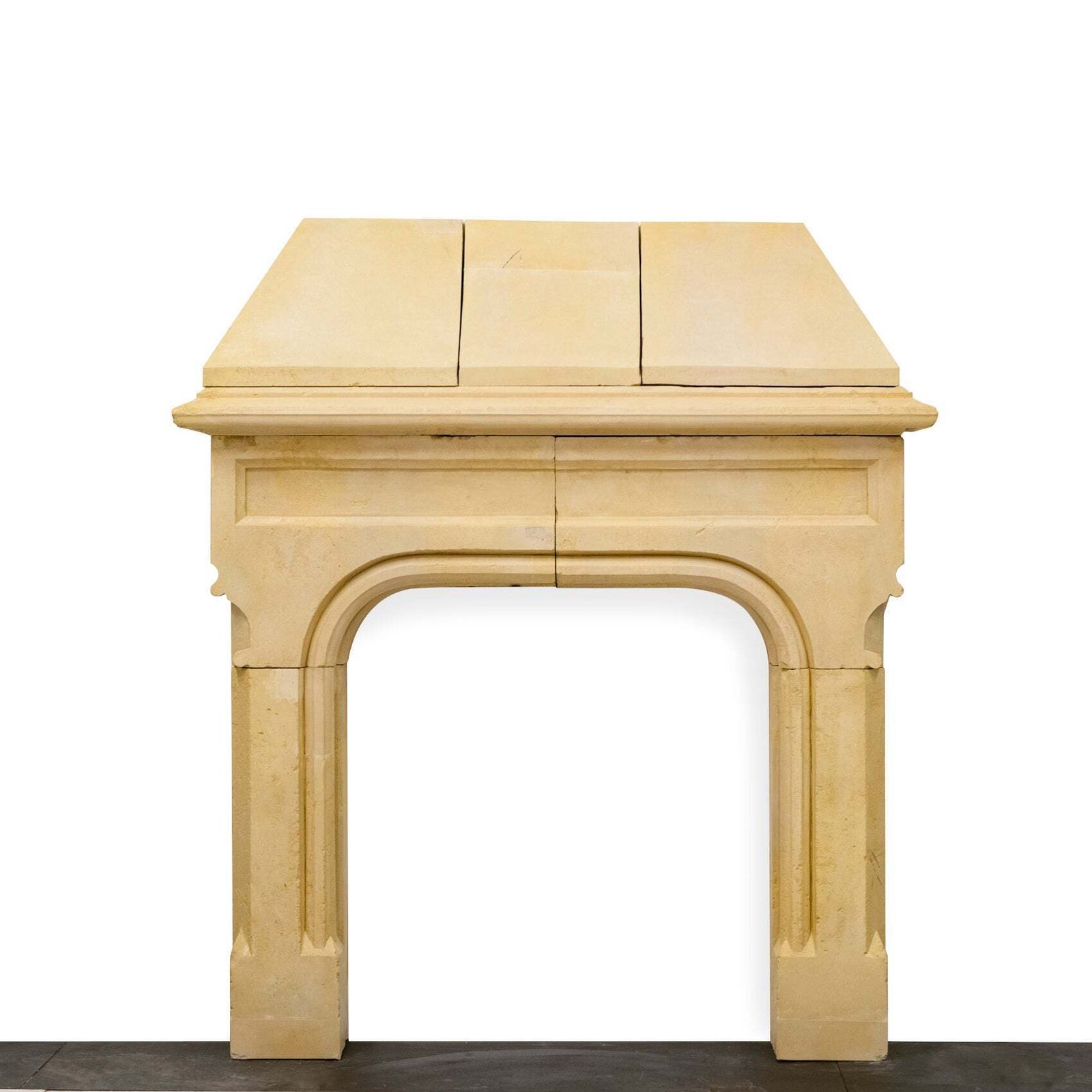 Antique English Stone Gothic Revival Fireplace
