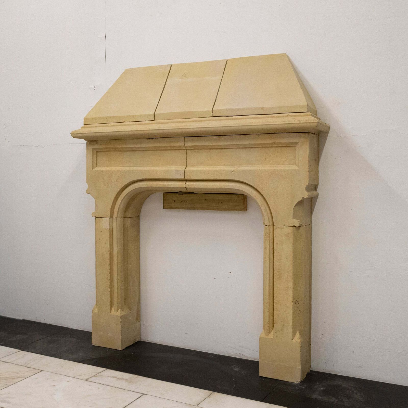 photo buy Antique English Stone Gothic Revival Fireplace