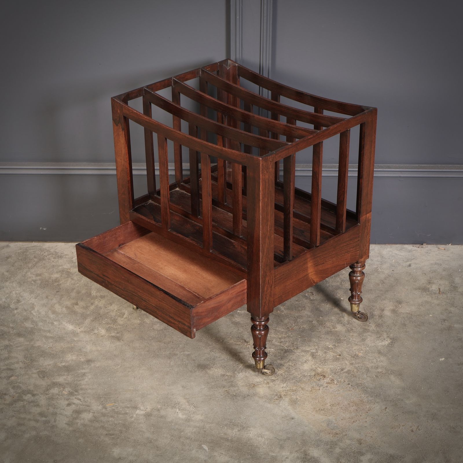 William IV Rosewood Canterbury Magazine Rack photo vintage