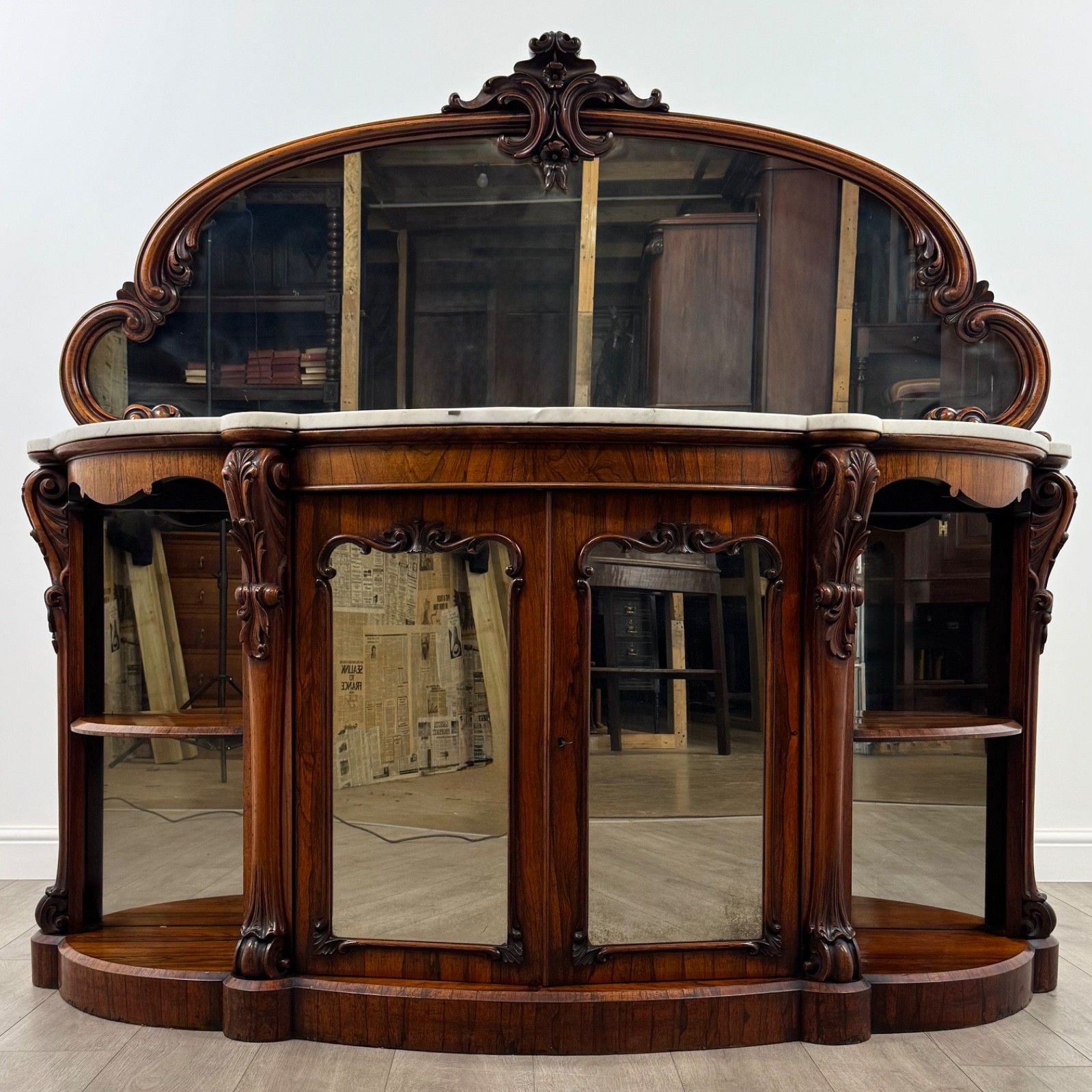 Antique 19th Century Marble Top Credenze Of Finest Quality