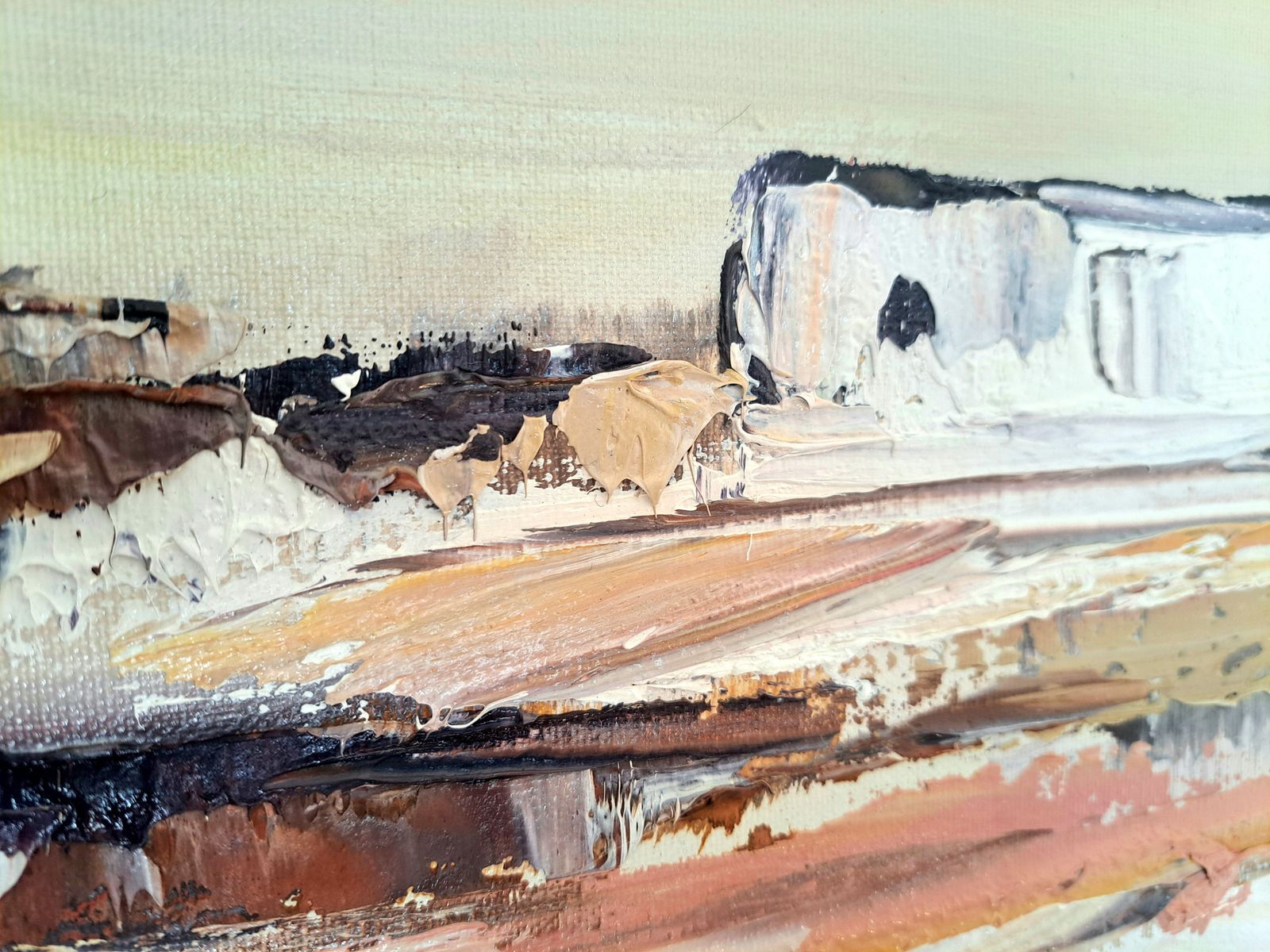 Oil Painting Of An Abstract Landscape | Custom Frame | 20th Century photo vintage