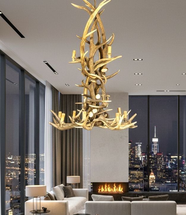 Rustic Antler Chandelier Delivery Available 0091.