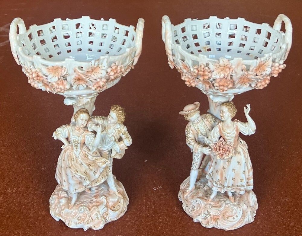 Good Quality Pair Of Porcelain Centre Pieces photo for sale