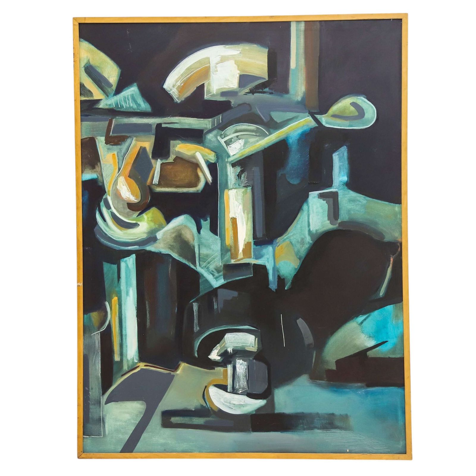 Large Brutalist‑Style Abstract Oil On Canvas   Mid To Late 20th Century