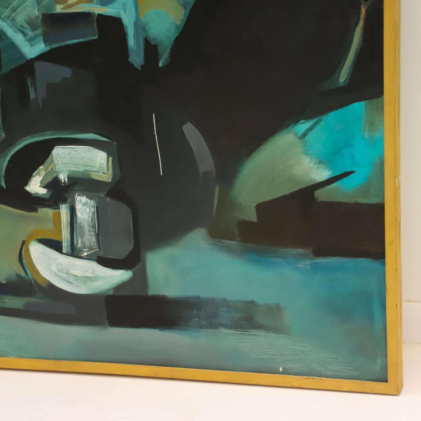 Large Brutalist‑Style Abstract Oil On Canvas   Mid To Late 20th Century photo Art