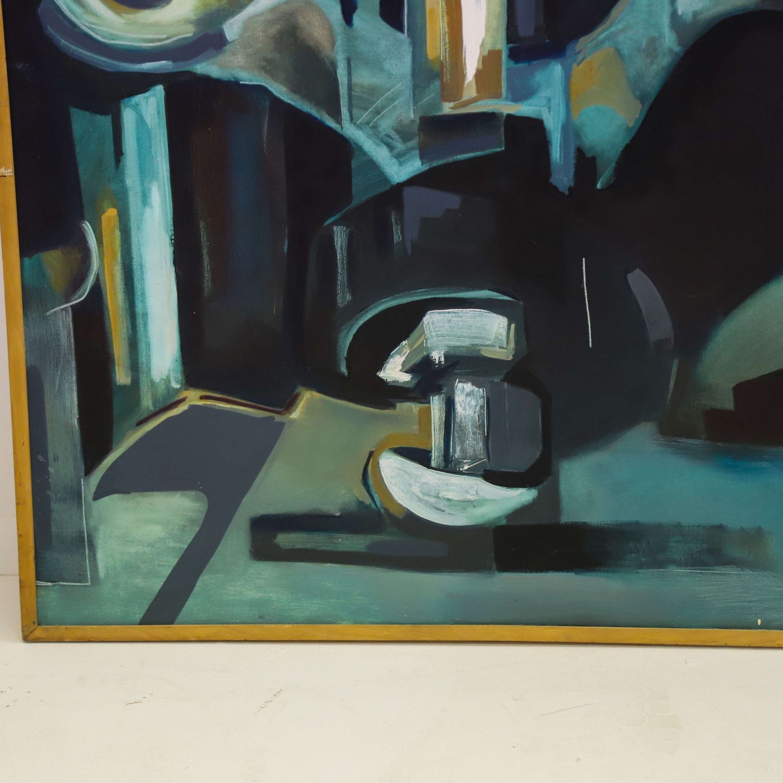 Large Brutalist‑Style Abstract Oil On Canvas   Mid To Late 20th Century photo vinterior
