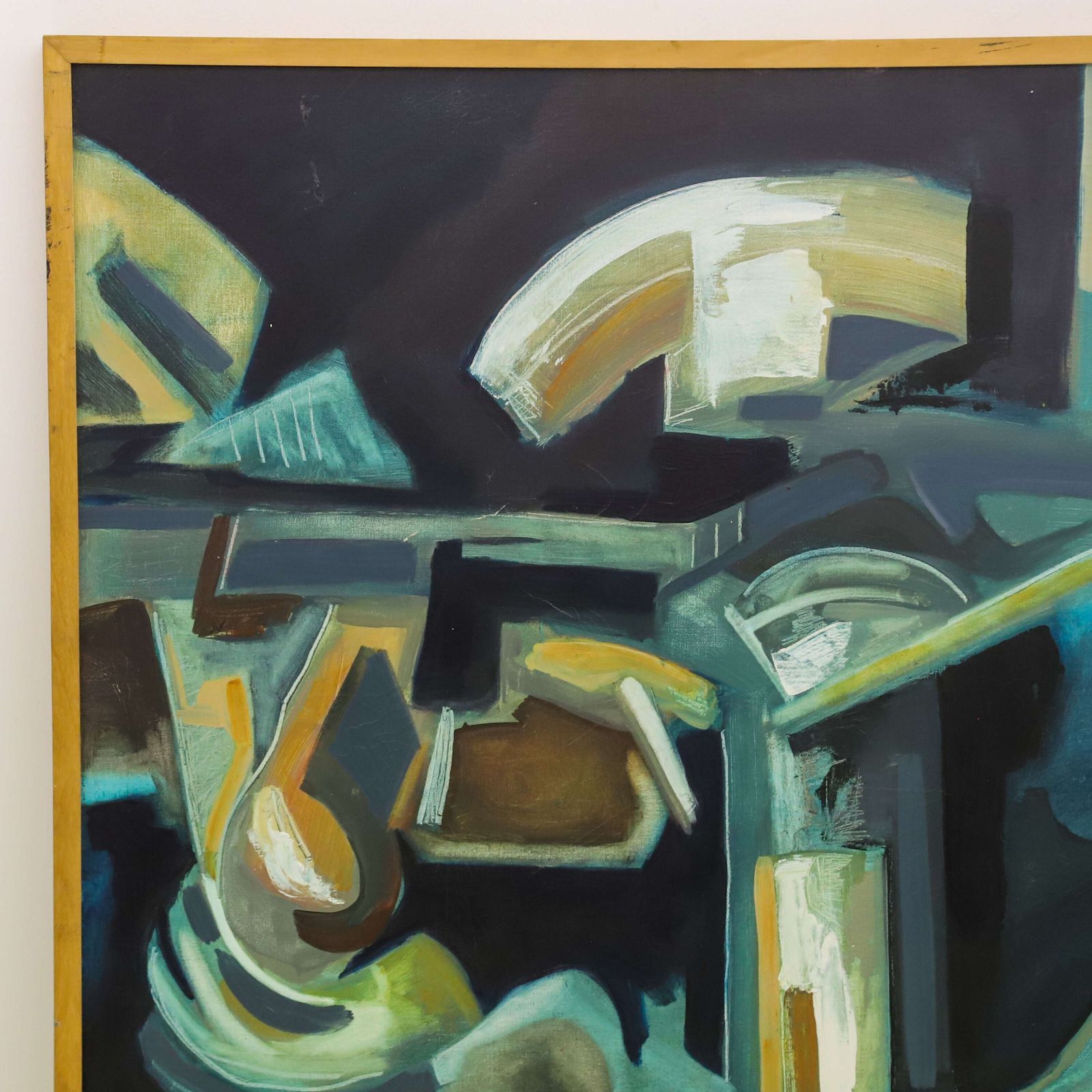 Large Brutalist‑Style Abstract Oil On Canvas   Mid To Late 20th Century photo buy