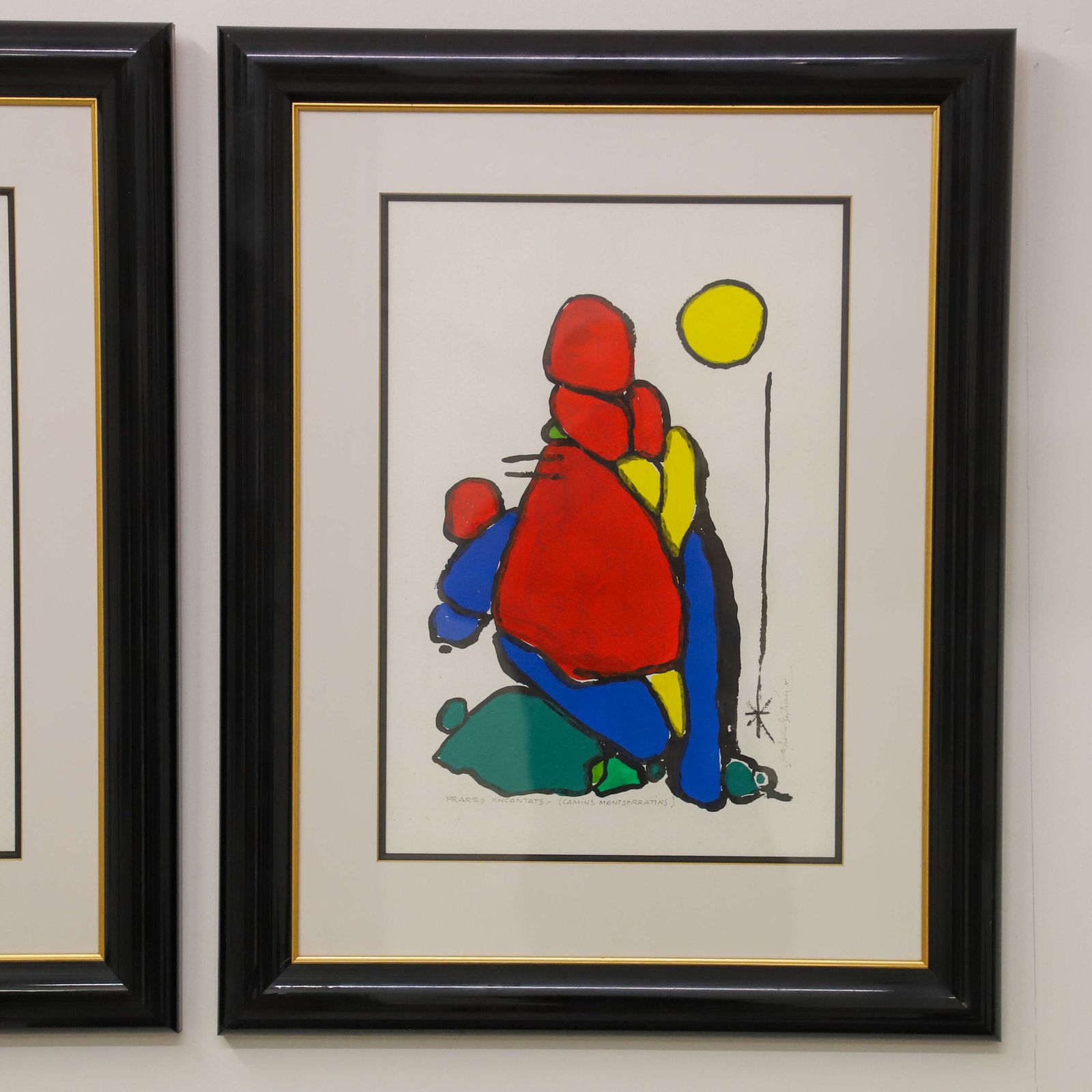 Pair Of Contemporary Spanish Paintings In The Style Of Joan Miro photo for sale