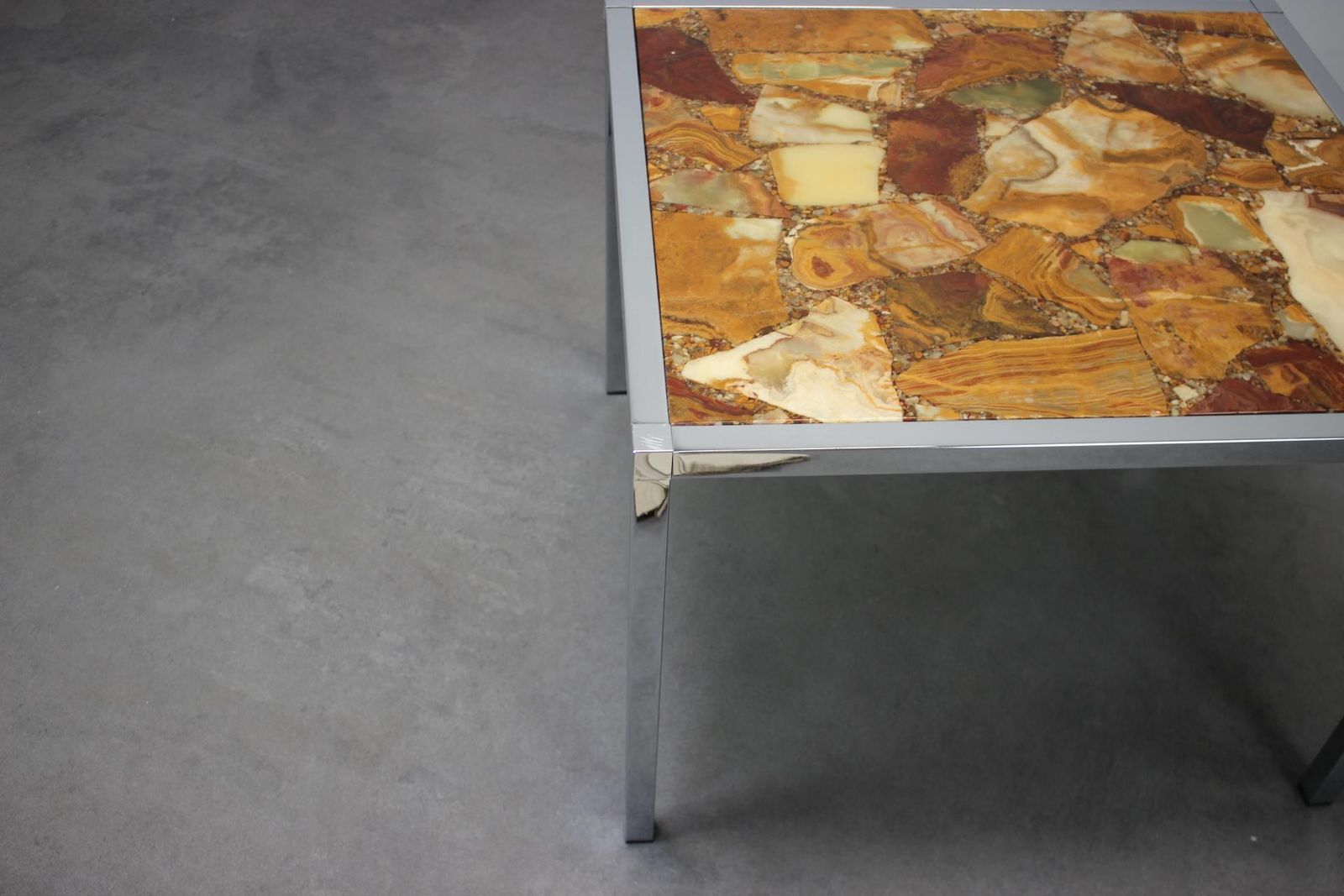 Resin And Stone Chrome Plated Coffee Table, 1970s, Germany photo Furniture